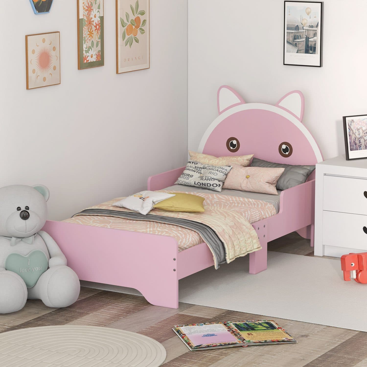 ZONEKIZ Pink Cat Toddler Bed - image 2