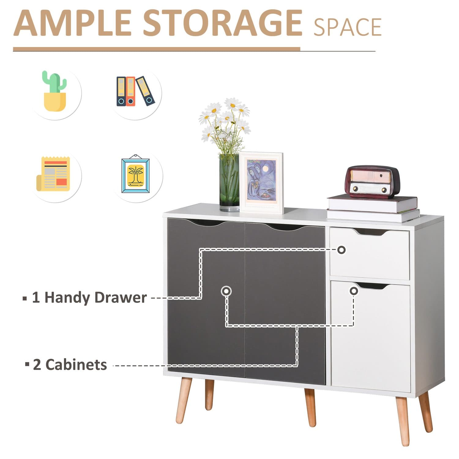 Grey Scandinavian Sideboard Cabinet for Effortless Storage - image 5