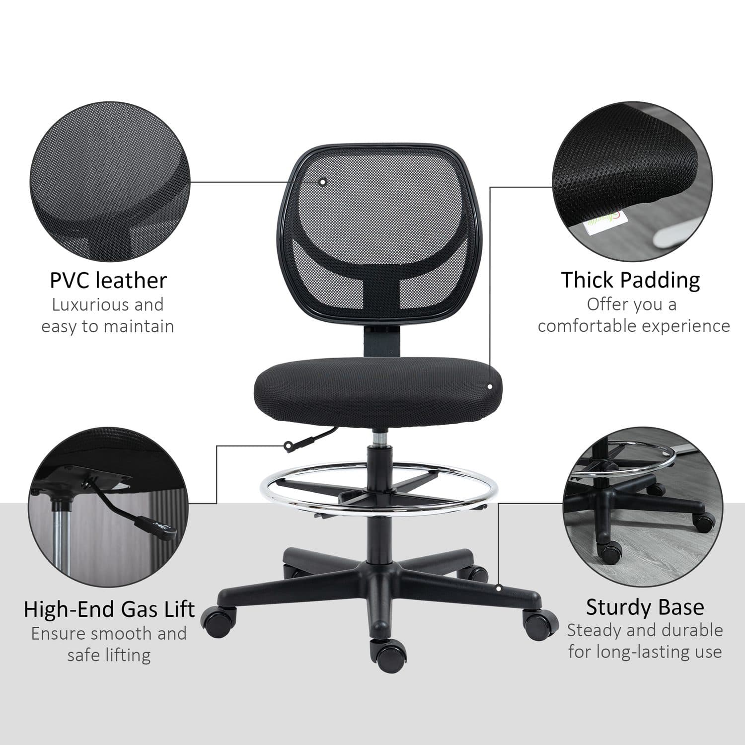 Ergonomic Mesh Draughtsman Chair for Standing Desks - image 5