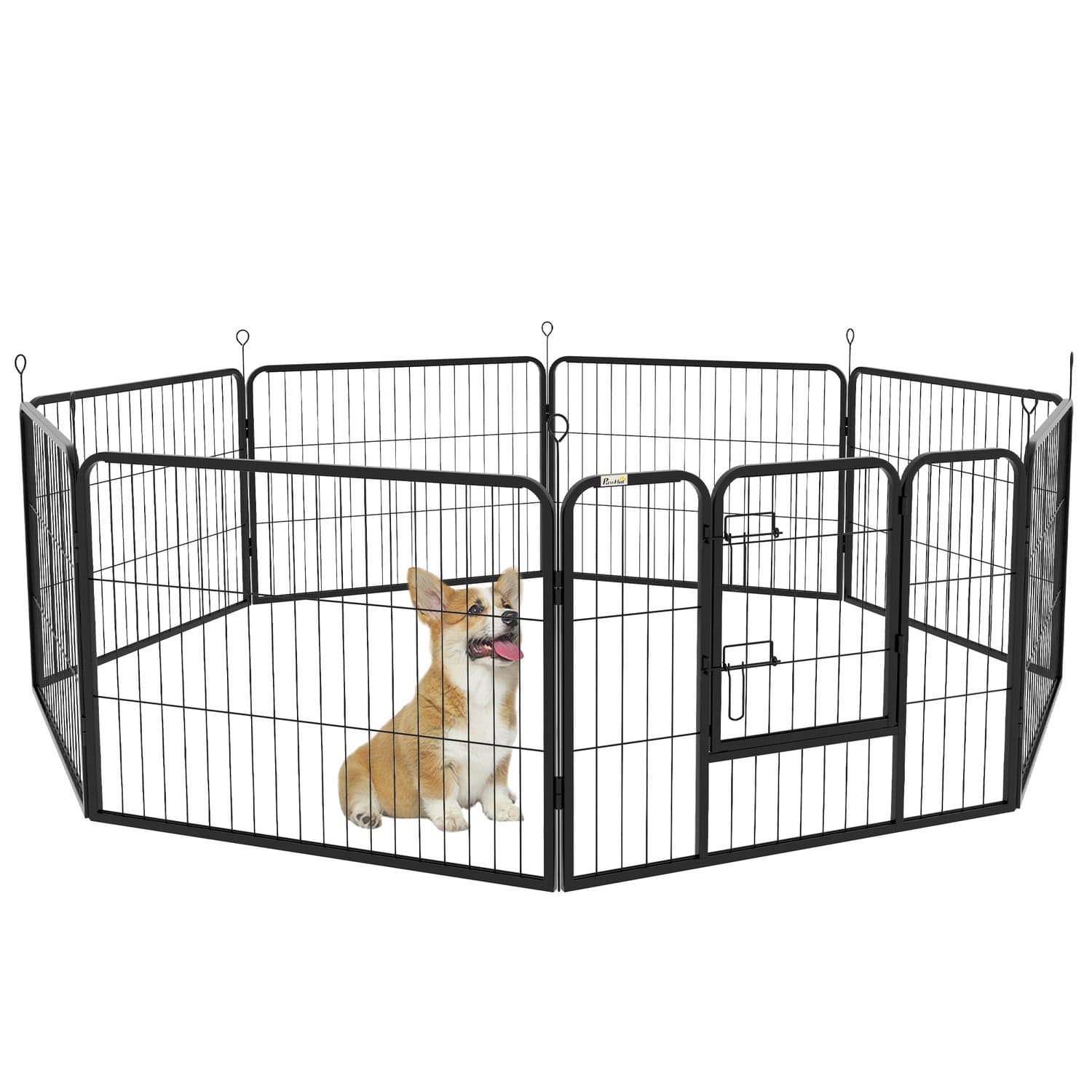 PawHut 8-Panel Steel Dog Playpen with Lockable Door
