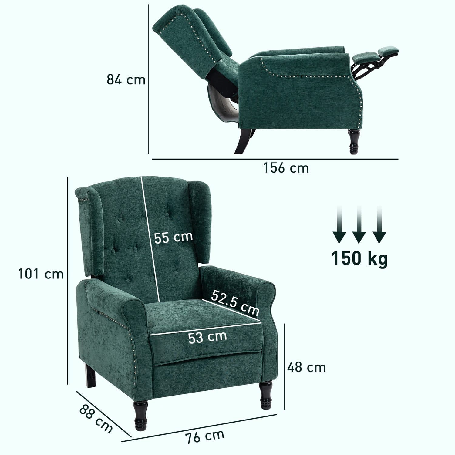 Dark Green Vintage Recliner Armchair - image 4