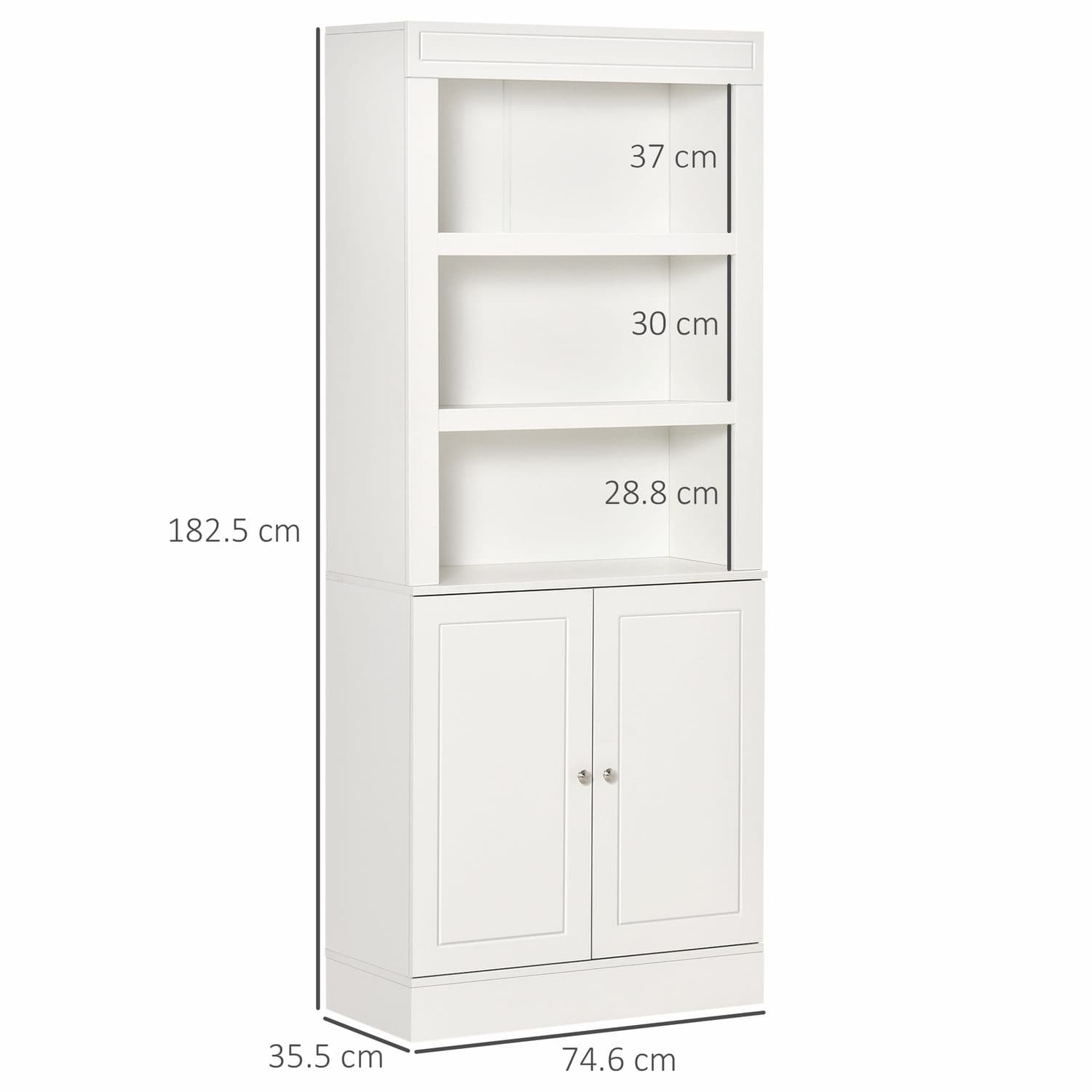 Freestanding White Pantry Cupboard with Open and Closed Storage - image 1