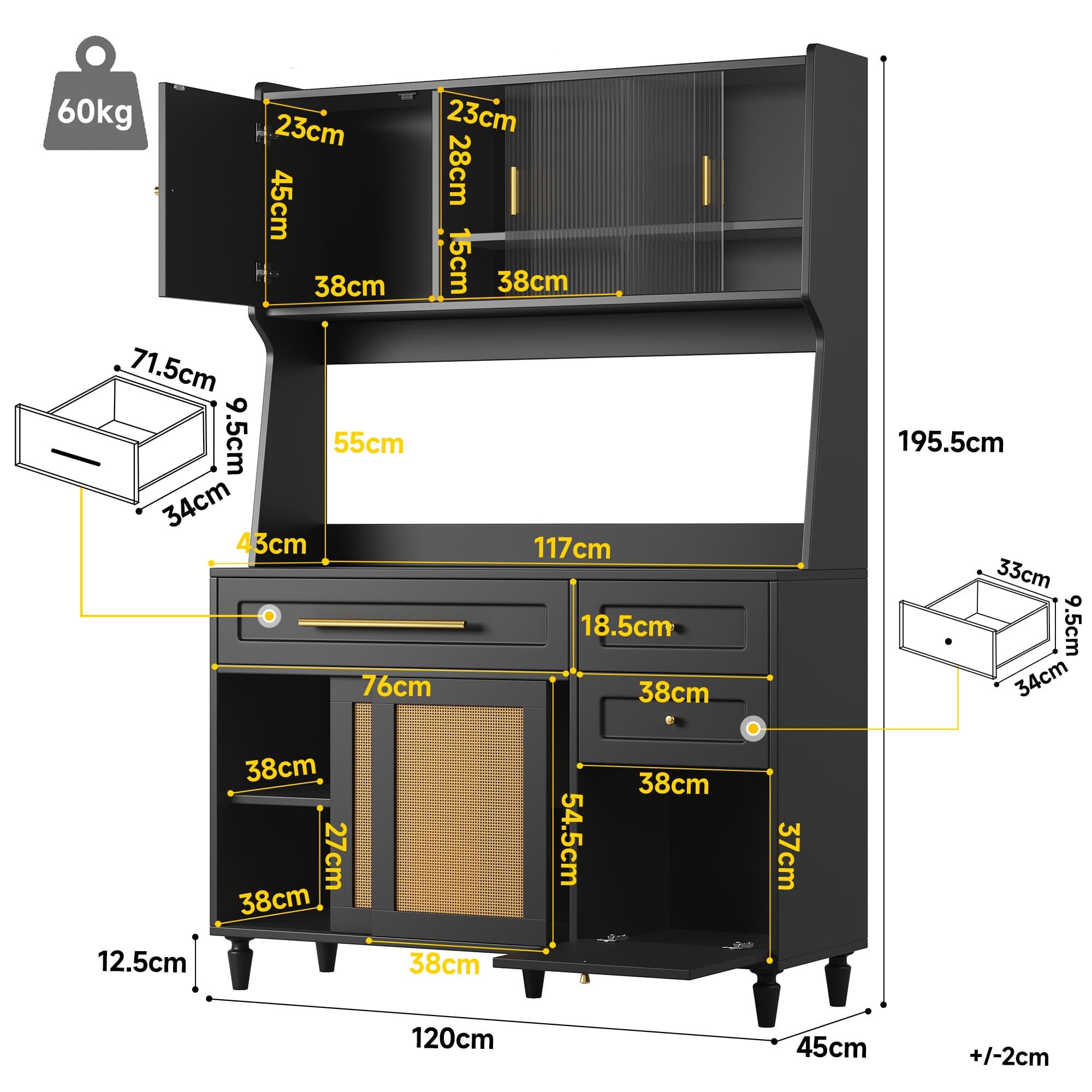 Rattan Buffet Cabinet with Smart LED Lighting - image 1
