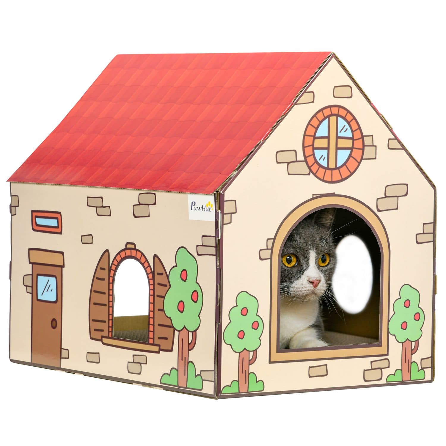 A Cardboard Cat Cottage That Doubles as a Scratcher