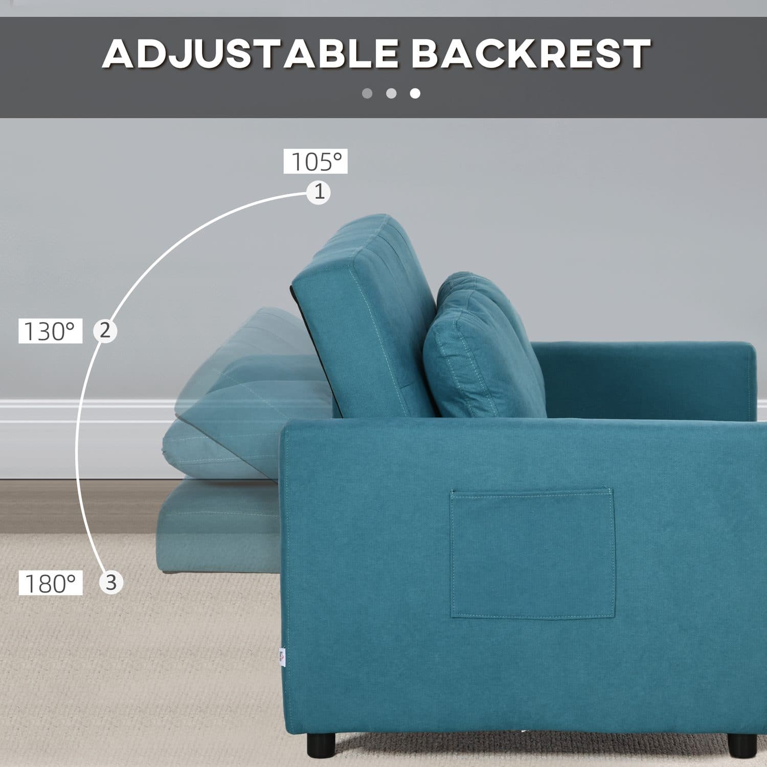 Blue Velvet Loveseat Sofa Bed - image 1