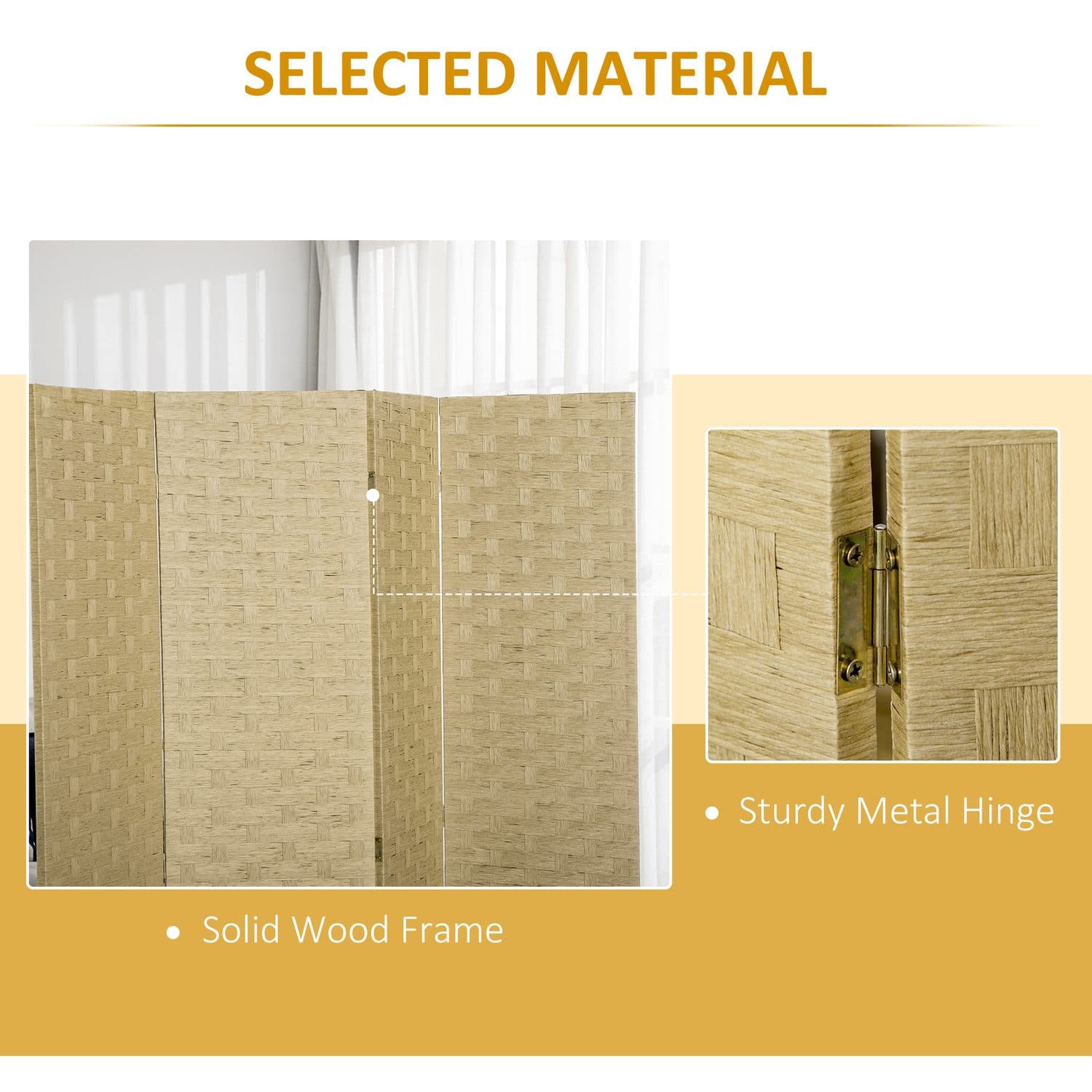 4-Panel Wicker Room Divider - image 2