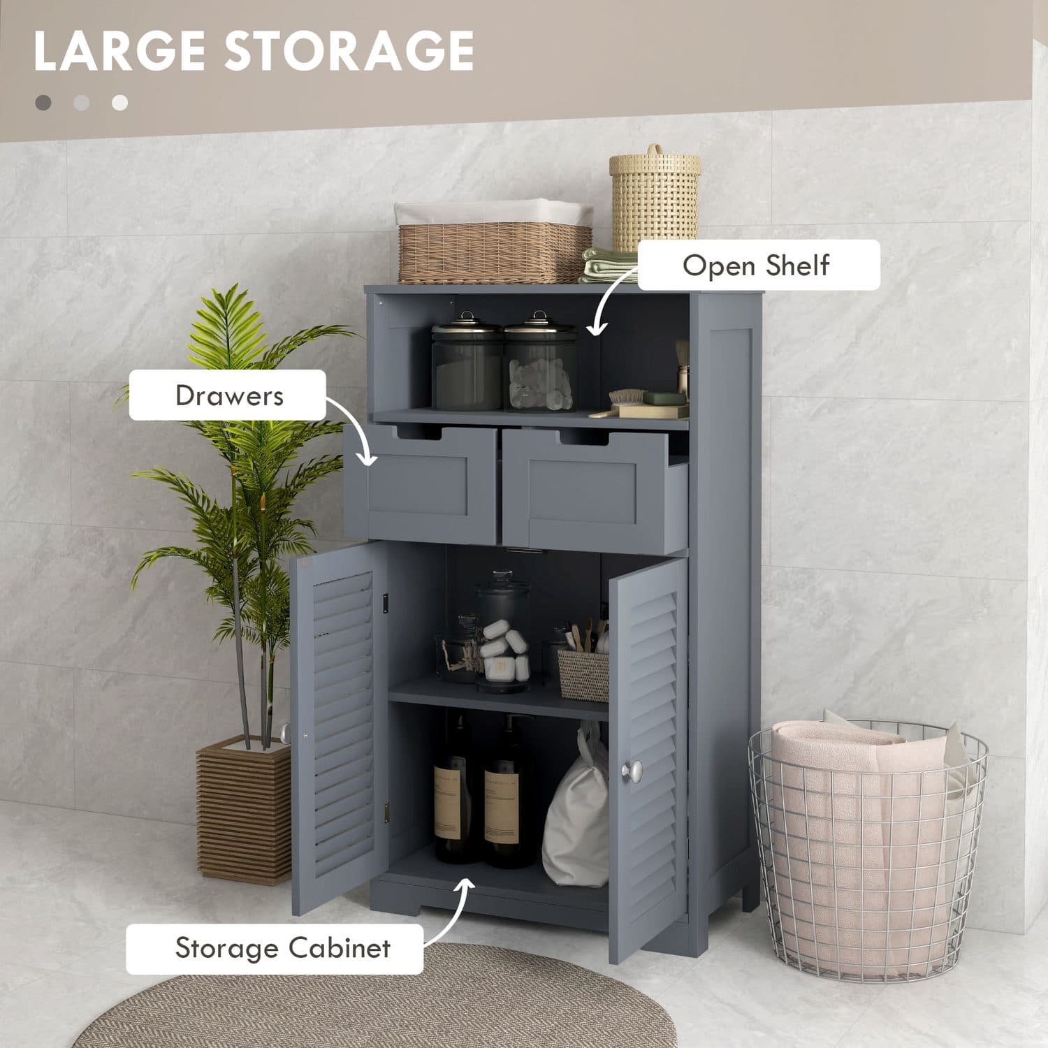 Grey Bathroom Storage Cabinet - image 1