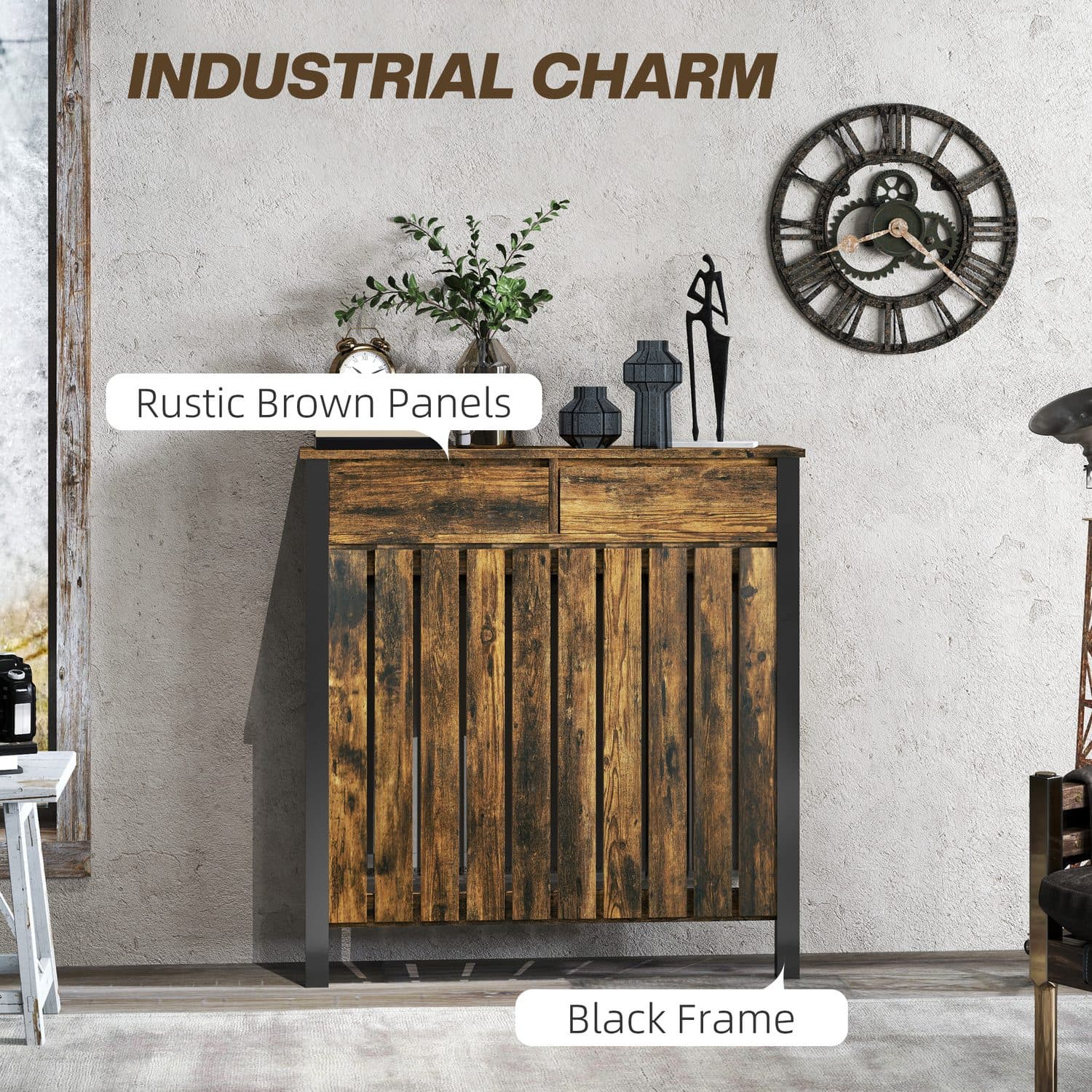 Rustic Industrial Radiator Cover - image 5