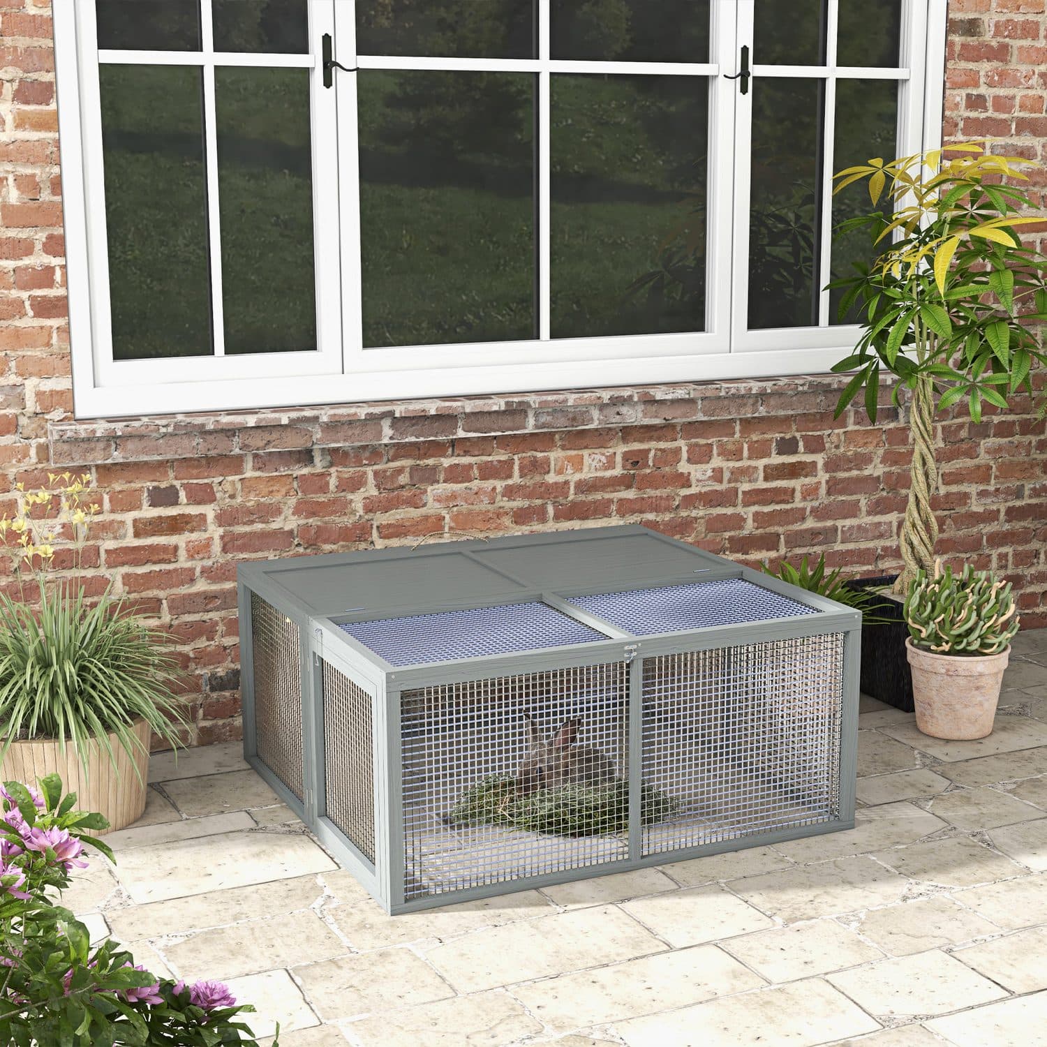 Foldable Wooden Rabbit Hutch for Multiple Rabbits - image 5