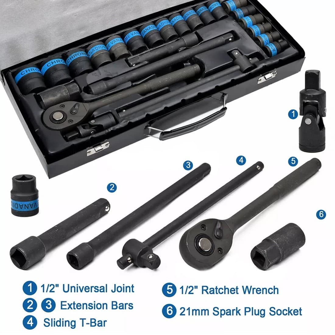 Heavy duty 1/2 inch metric socket set for garage jobs - image 2