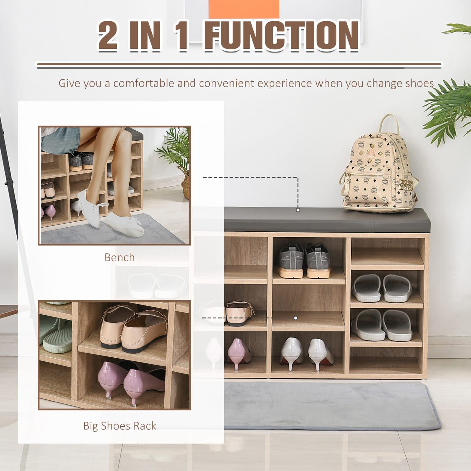 14-Slot Shoe Rack & Seat - image 3