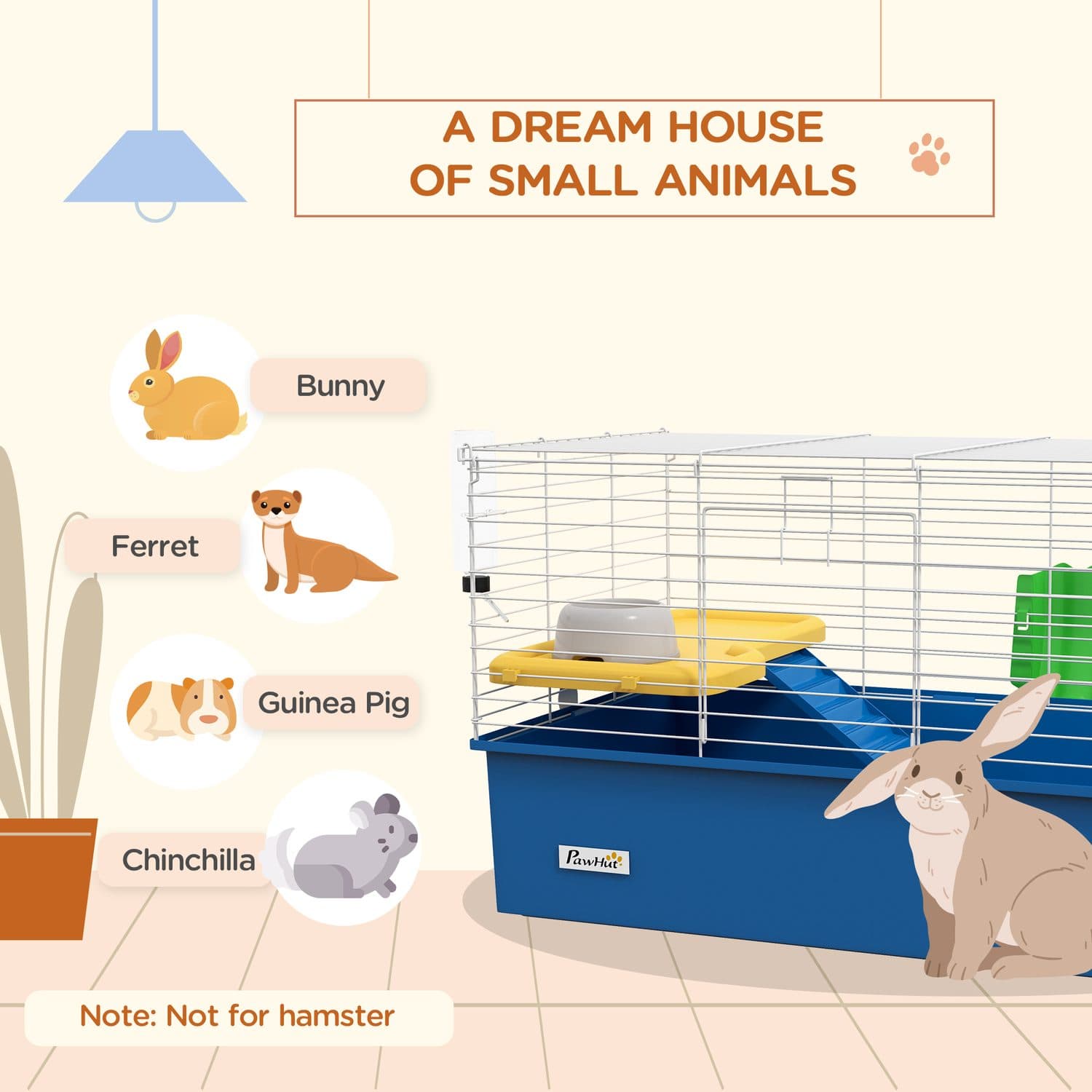 Compact Wire Cage for Small Animals with Platform & Hay Feeder - image 1