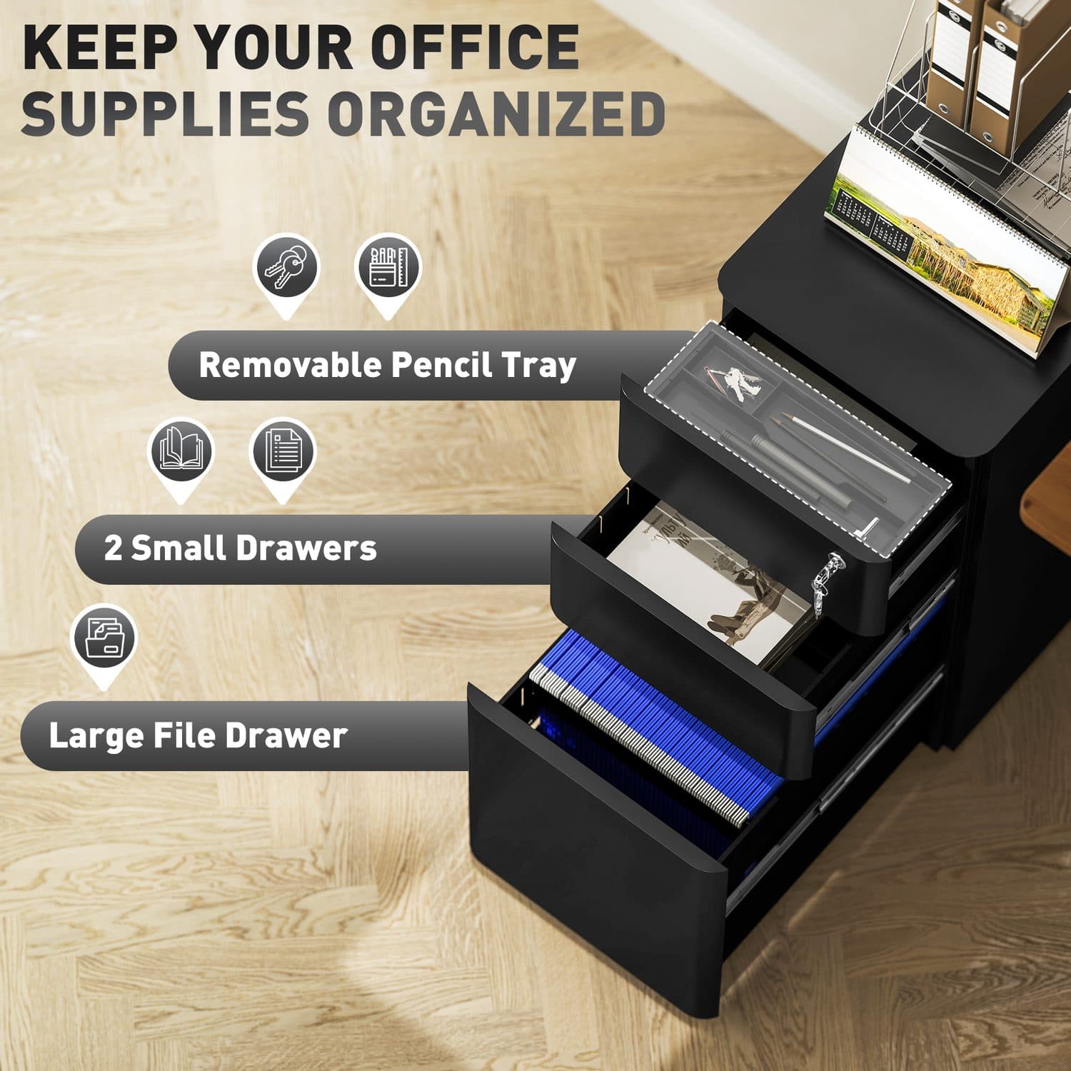 Secure Your Workspace with the Vinsetto 3-Drawer Steel Cabinet - image 3