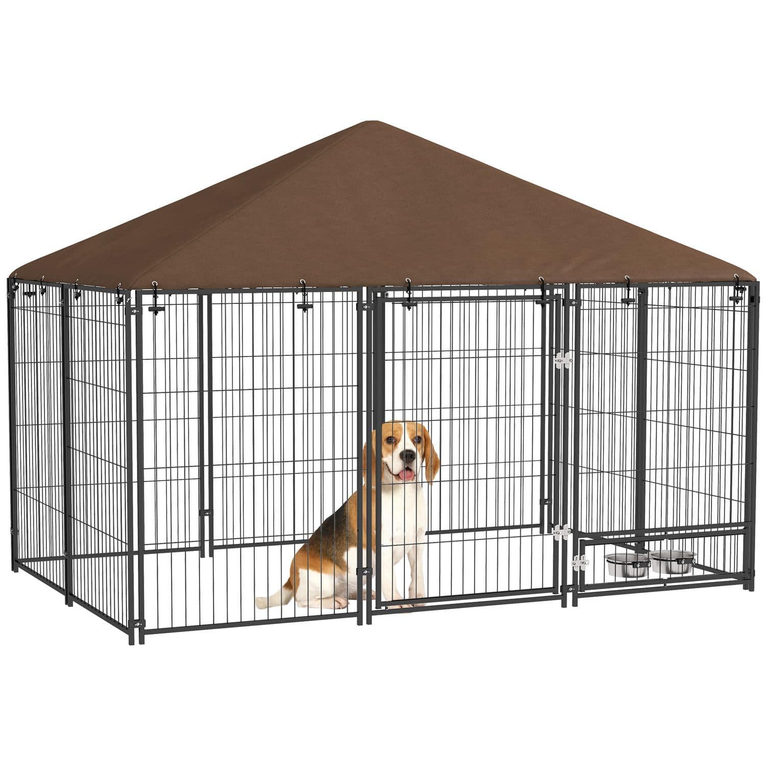 PawHut Outdoor Dog Kennel & Play Pen with Canopy
