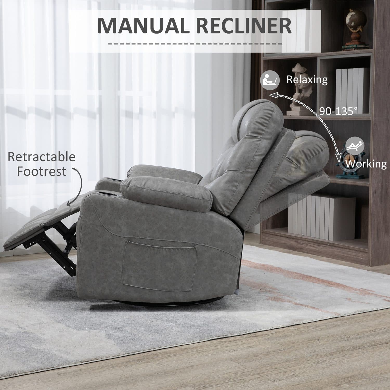 Light Grey Faux Leather Recliner Chair - image 4