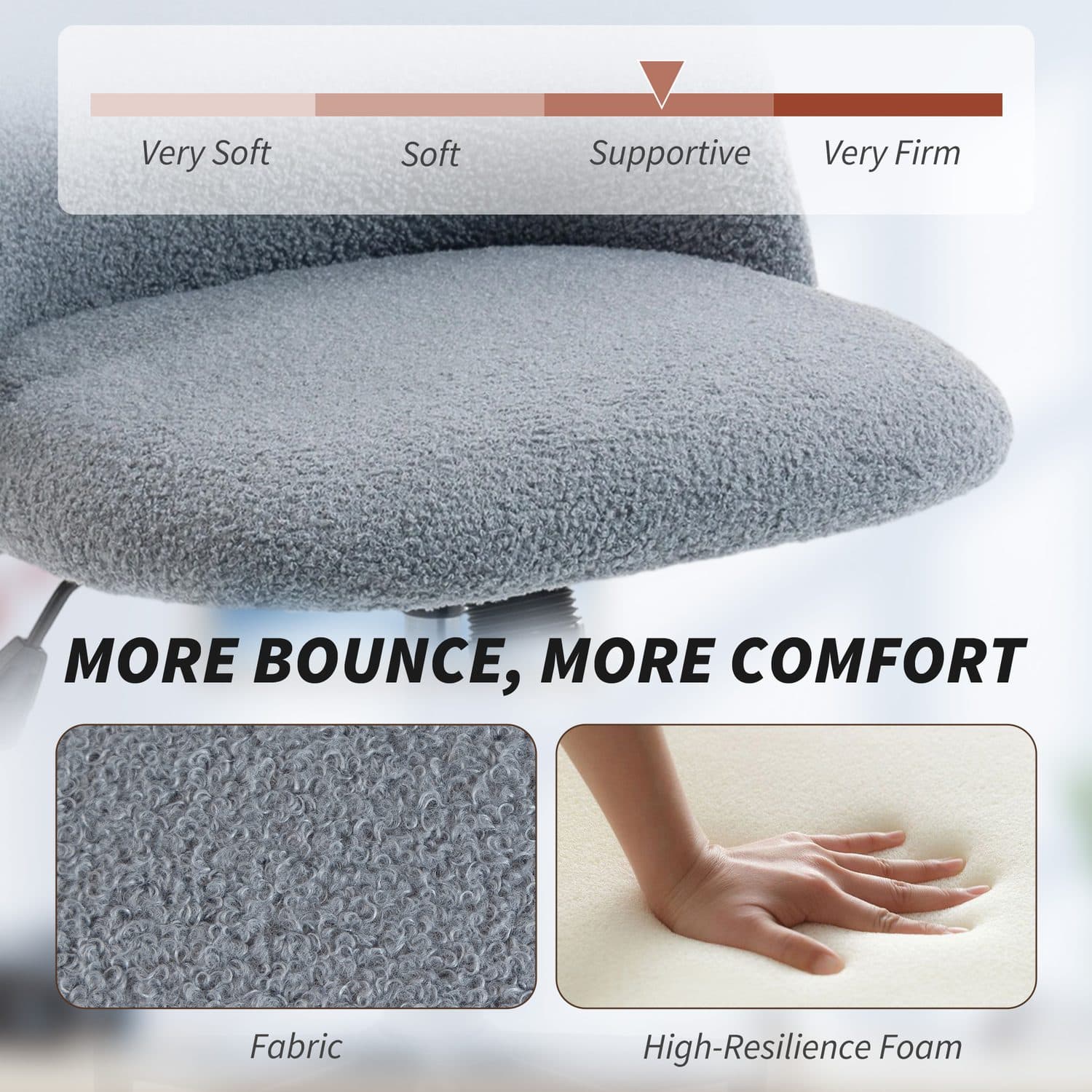 Grey Teddy Fleece Office Chair - image 5