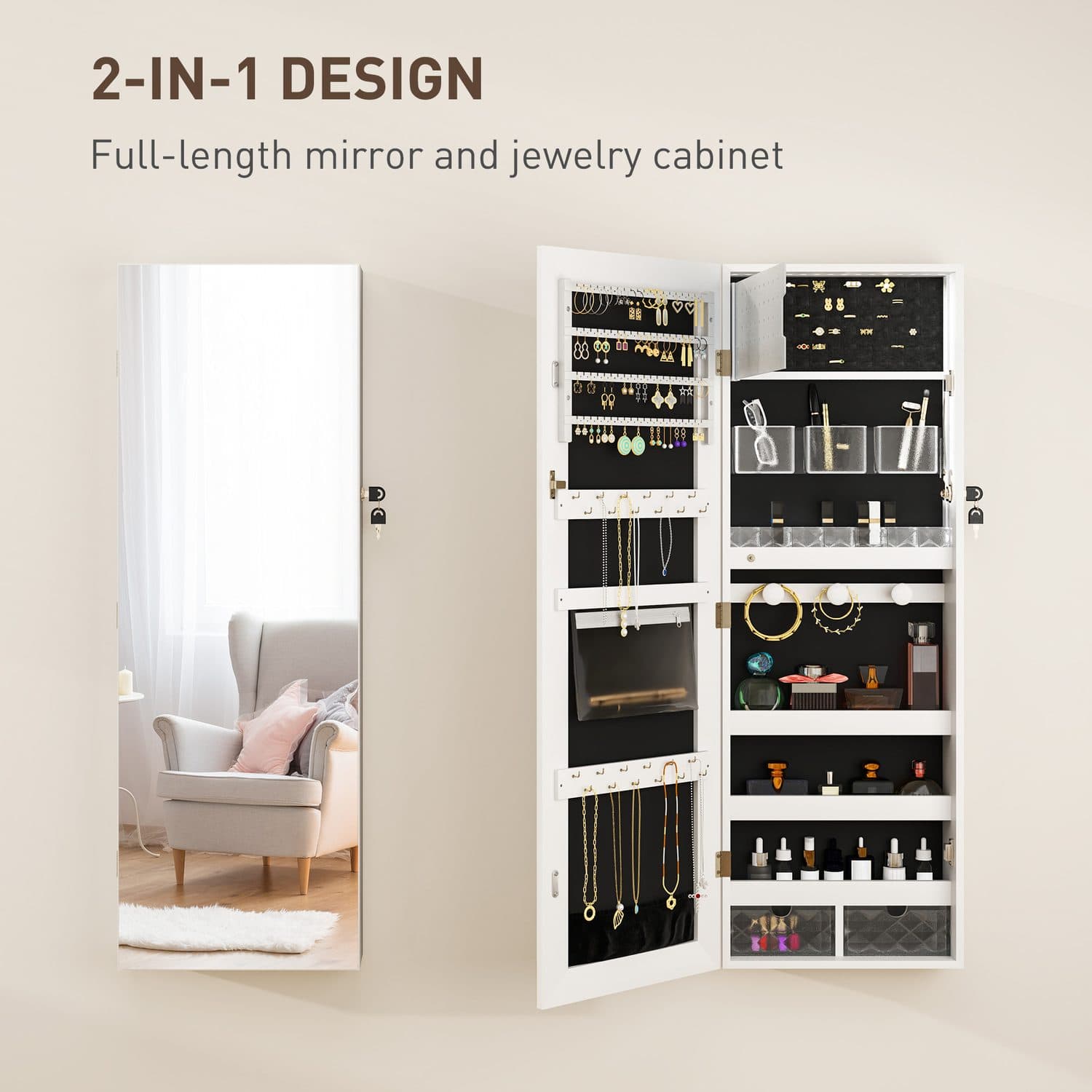 LED Mirrored Jewellery Cabinet - image 4