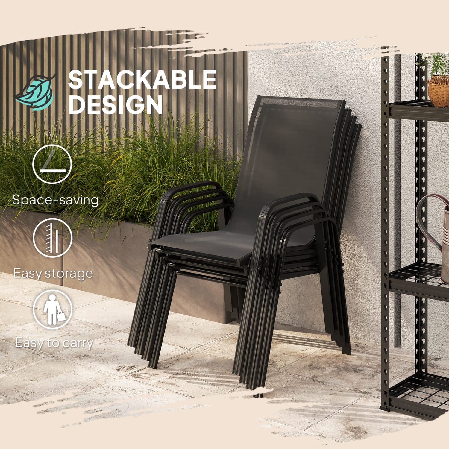 Set of 4 Mesh Garden Chairs - image 3