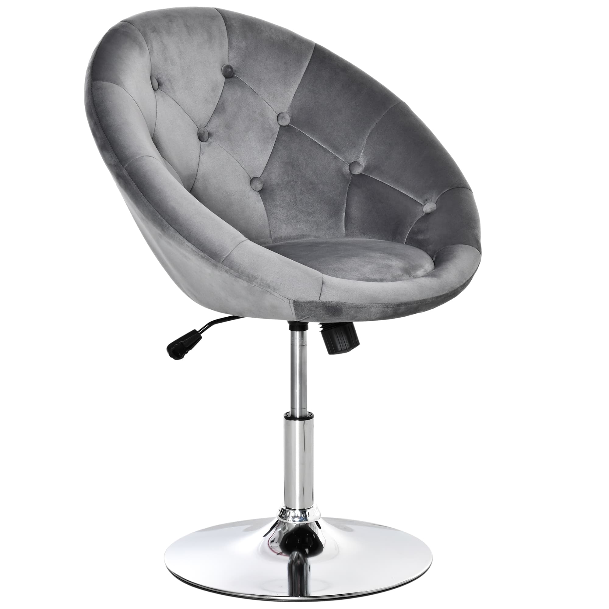 Grey Velvet Swivel Vanity Stool