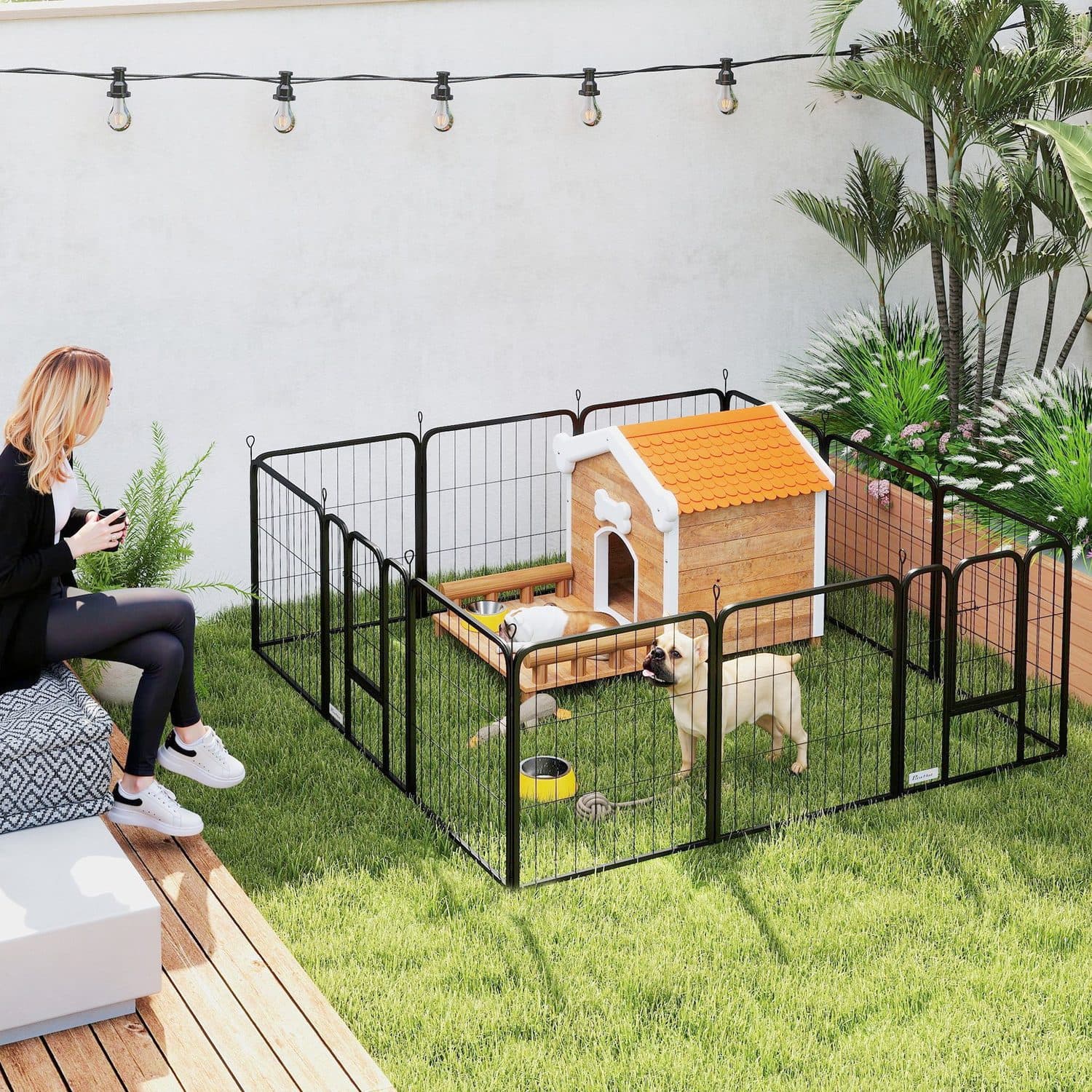 12-Panel Dog Playpen with Doors - 60cm High - image 4