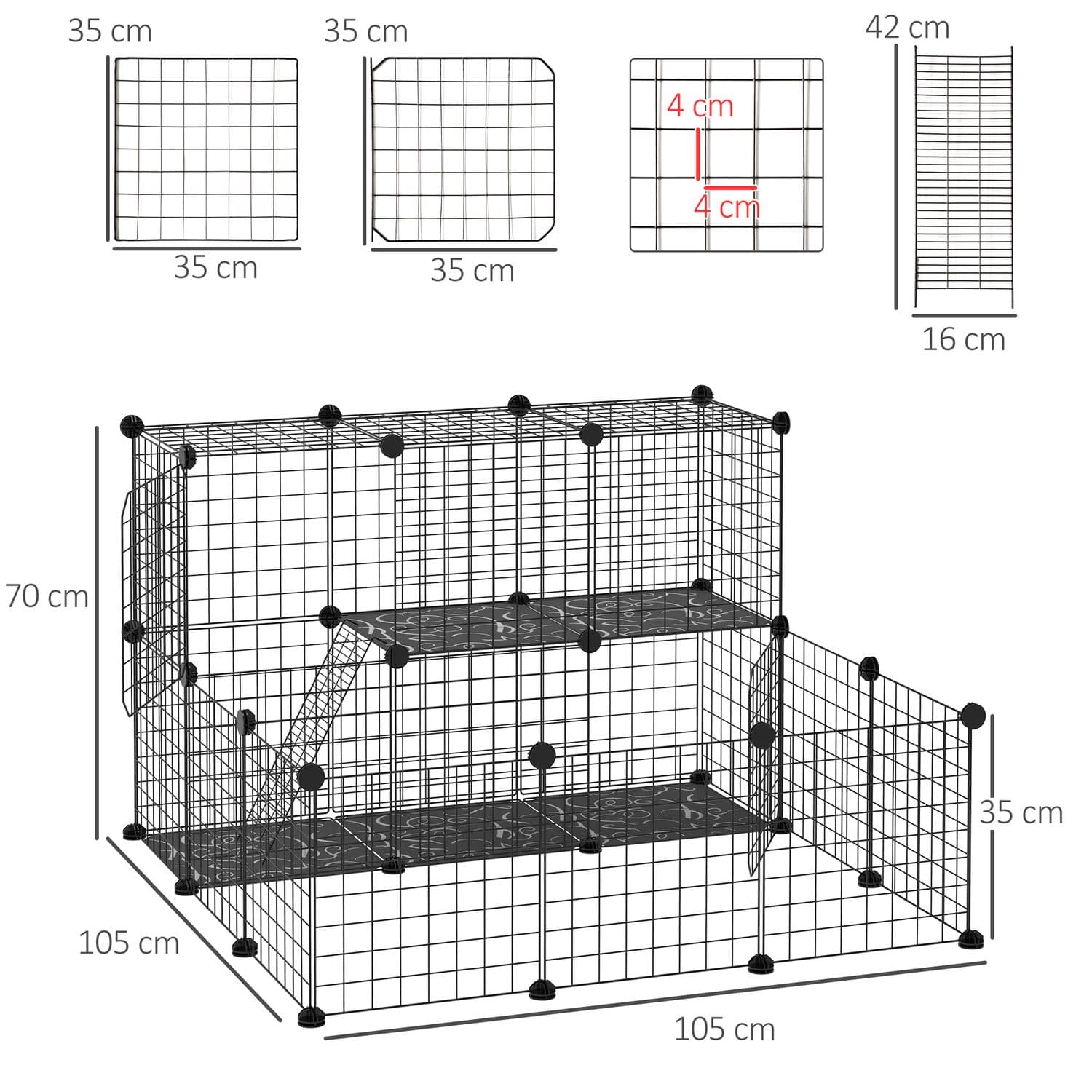PawHut Customisable Pet Playpen for Guinea Pigs and Chinchillas - image 2