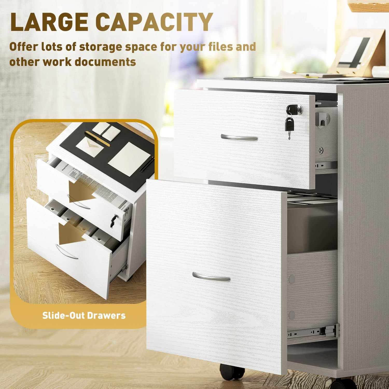 Two Drawer Lockable Filing Cabinet for Home Offices - image 1