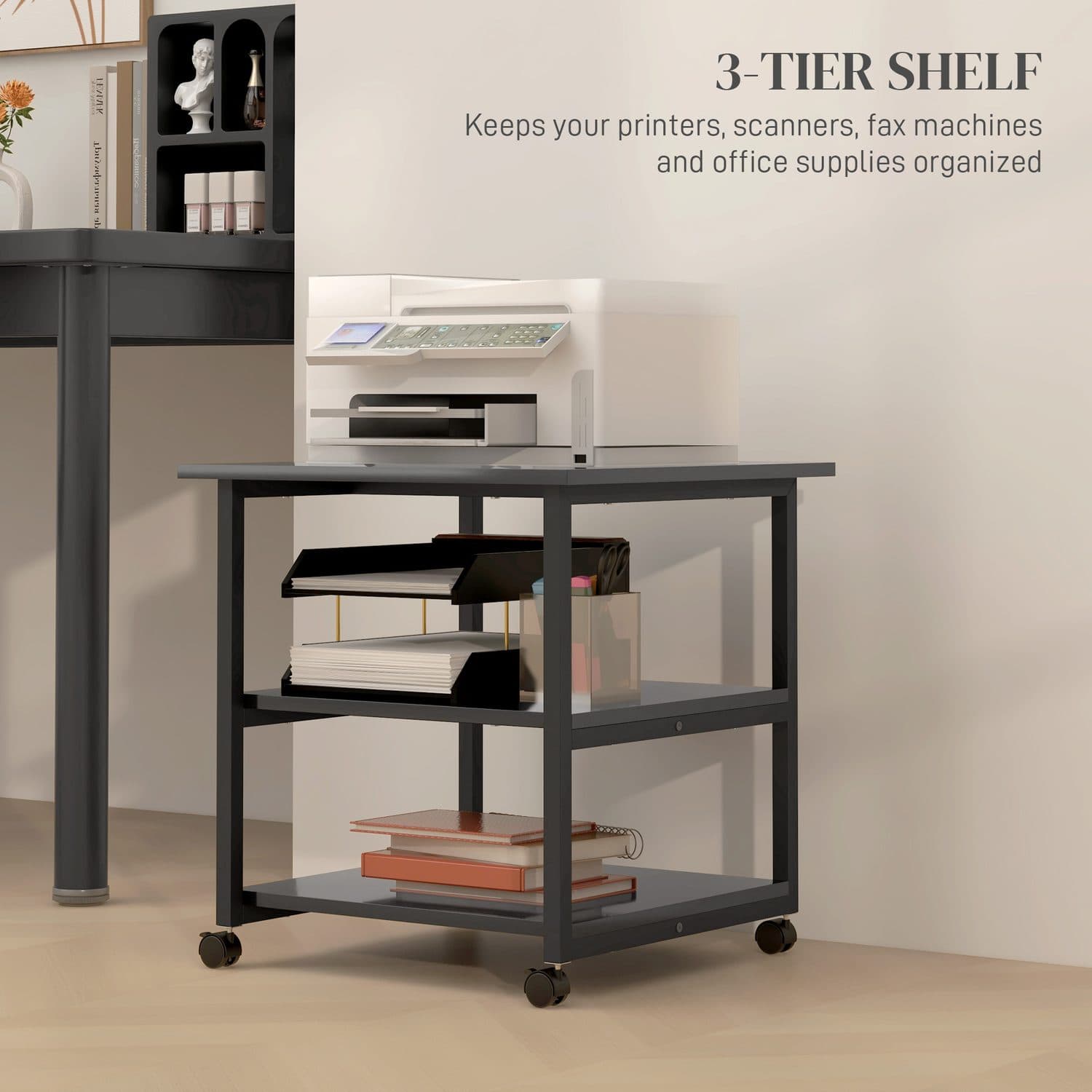 Mobile Three-Tier Printer Stand for Home Office Storage - image 1