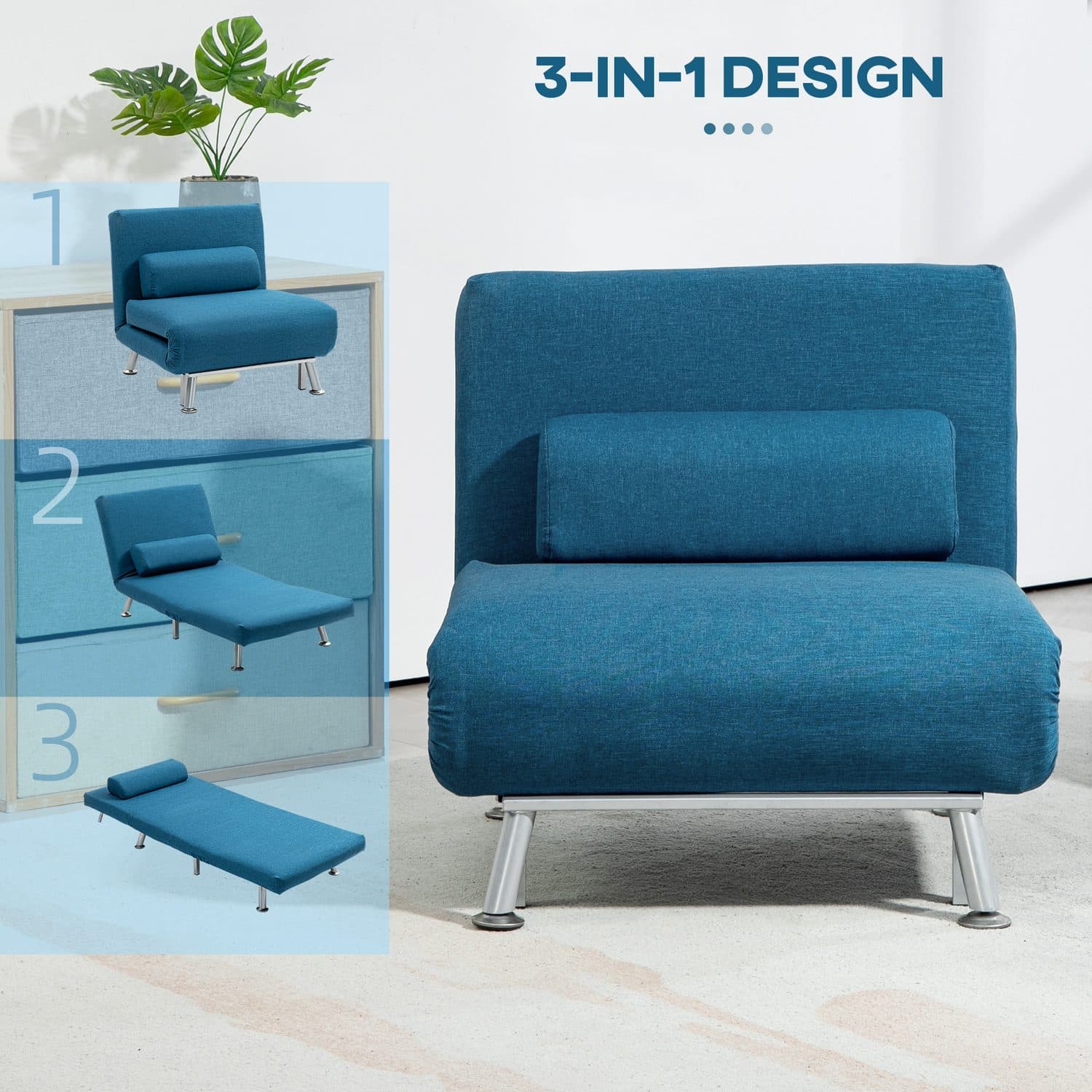 Blue 3-in-1 Sleeper Chair - image 1