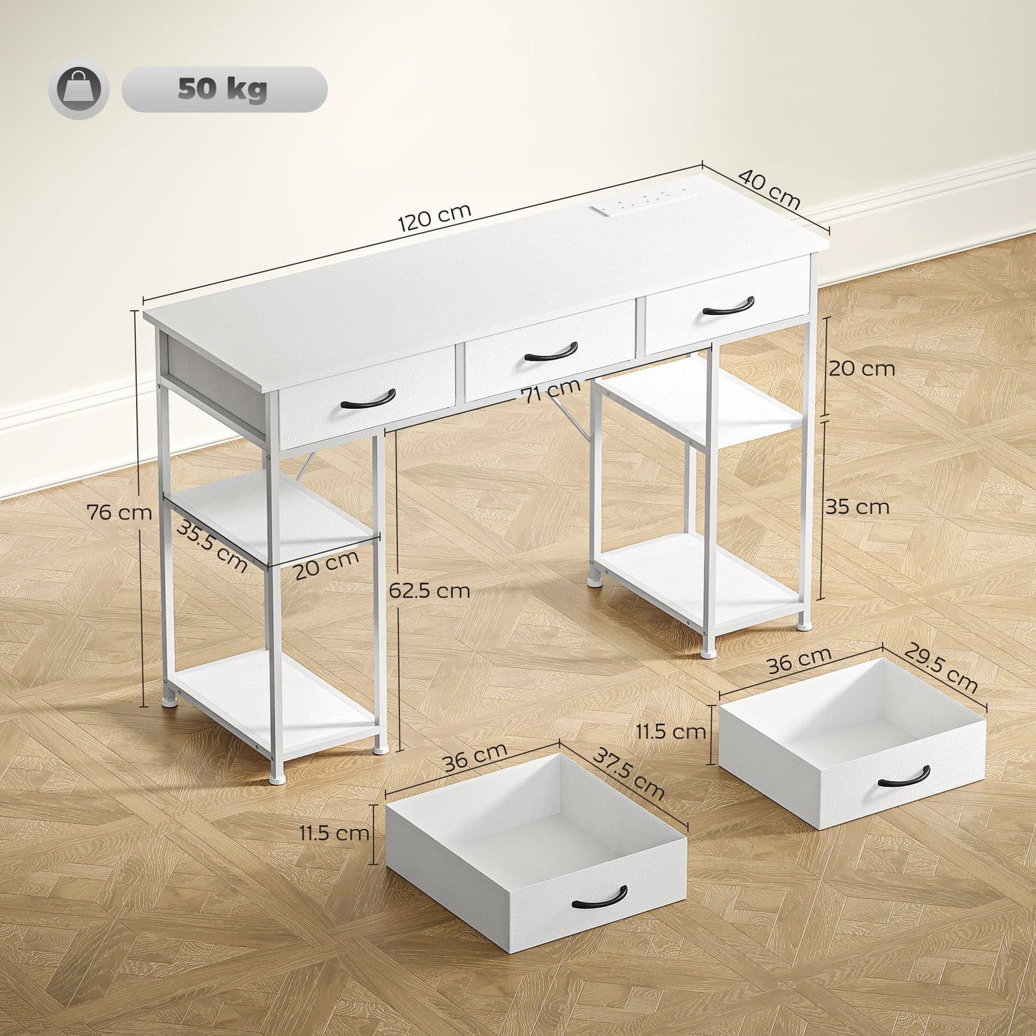 120cm White Desk with Power Station - image 5