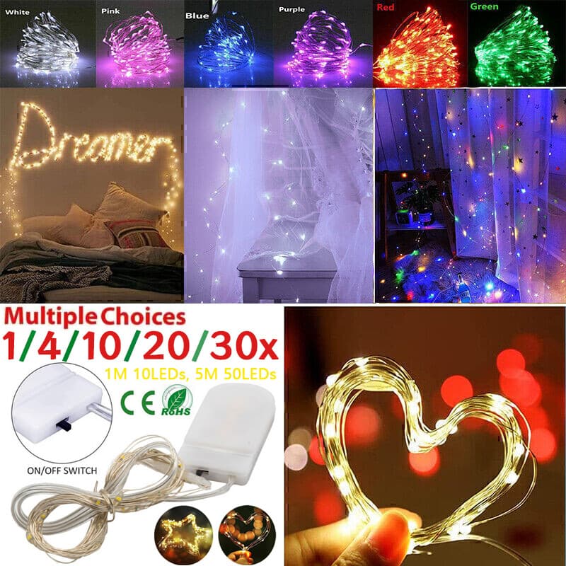 Warm White Battery Fairy Lights on Copper Wire, 5M - image 4
