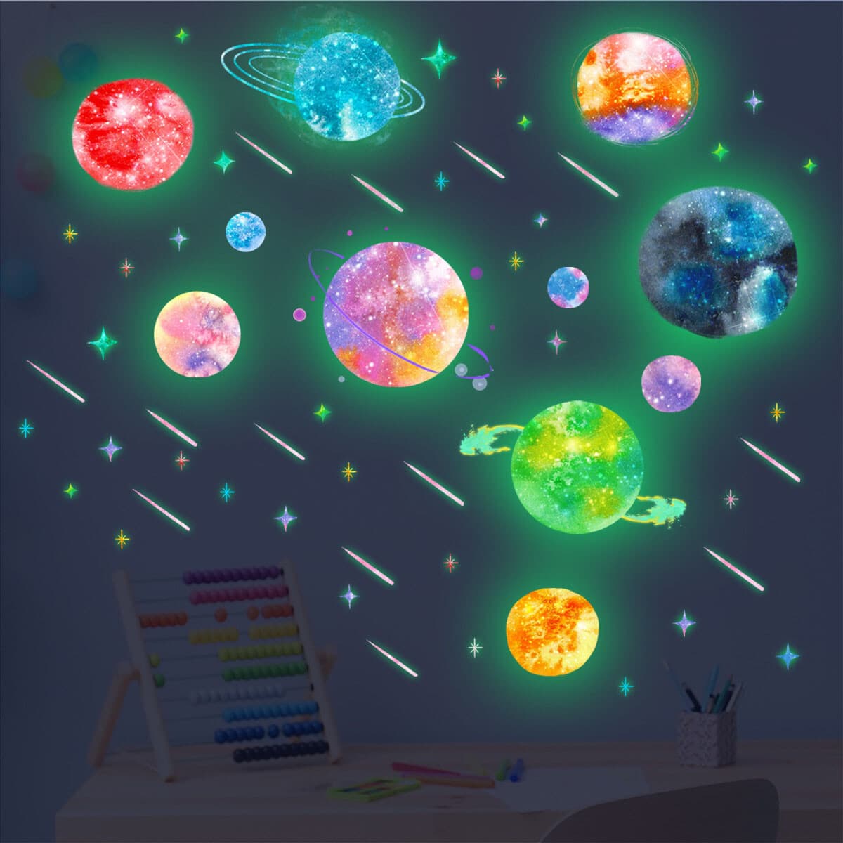 Glow in the Dark Planet and Star Wall Stickers - image 6