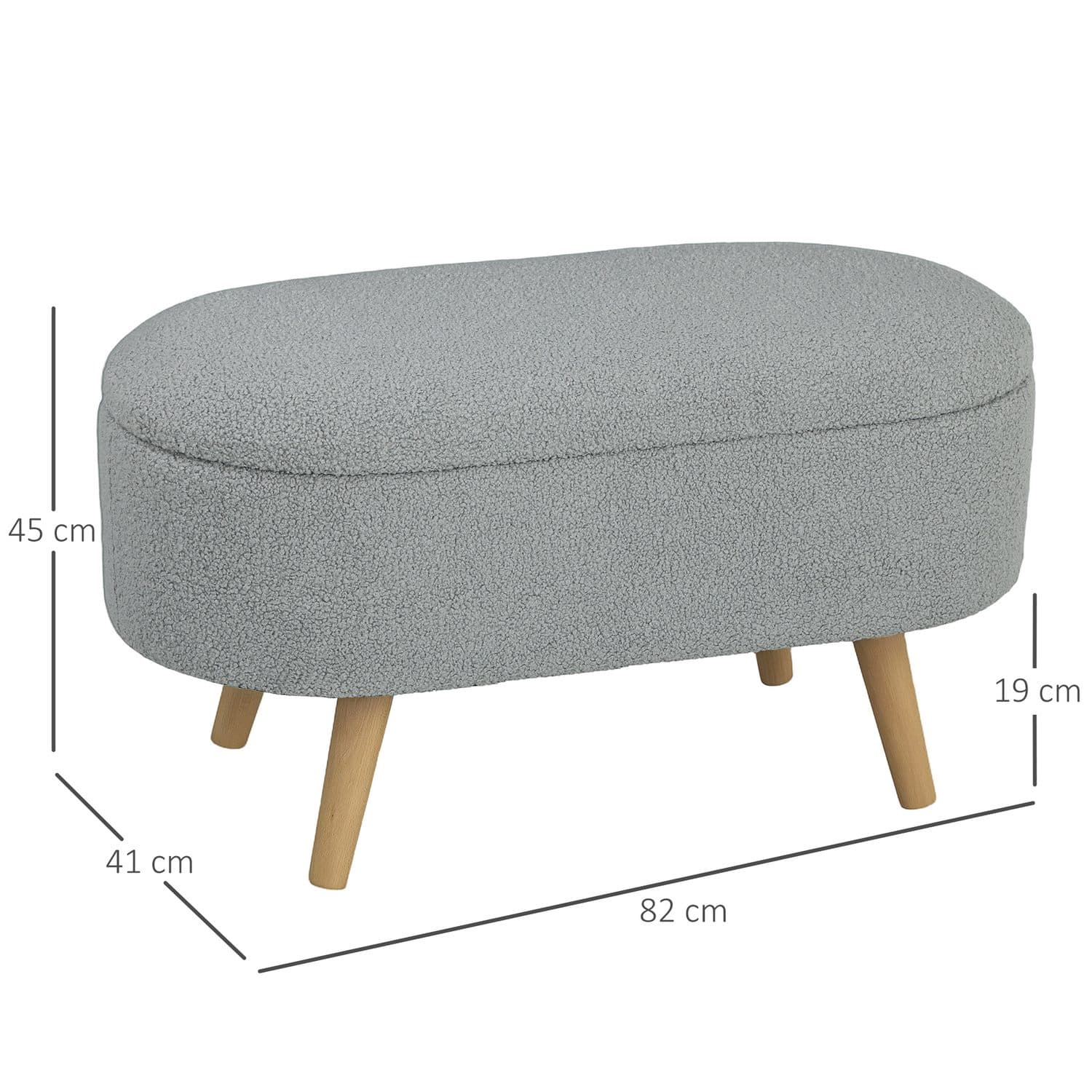 Grey Teddy Fleece Storage Ottoman - image 2