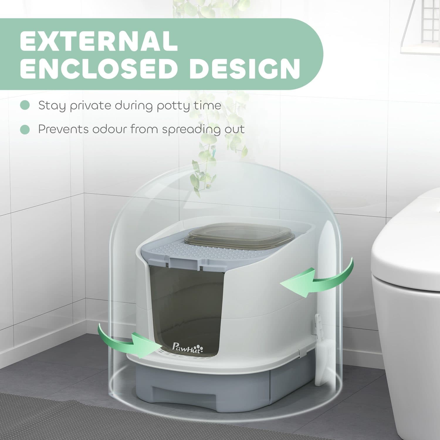PawHut Top-Entry Cat Litter Box with Scoop & Deodoriser Bags - image 3