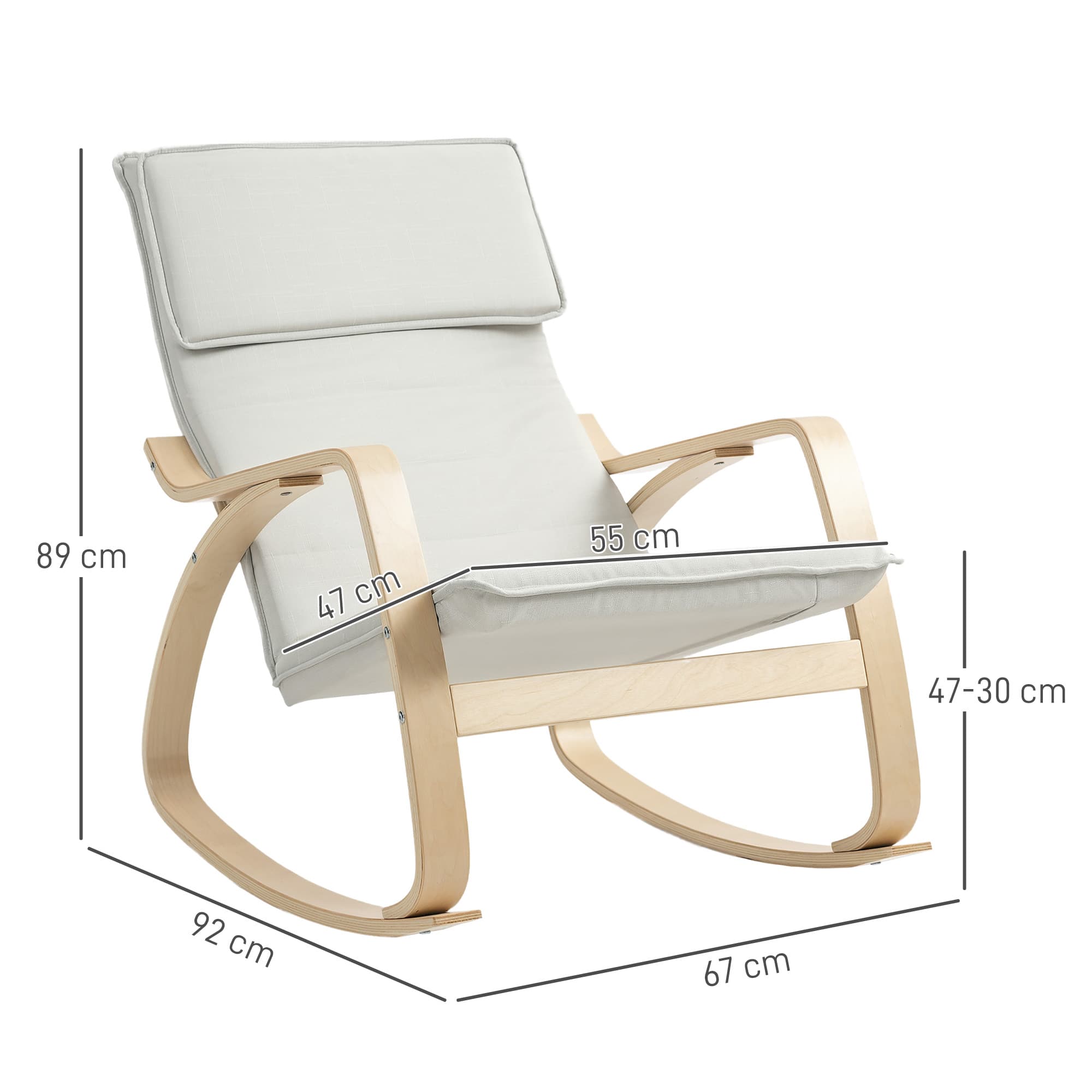 Cream Rocking Lounge Chair With Supportive High Back - image 3