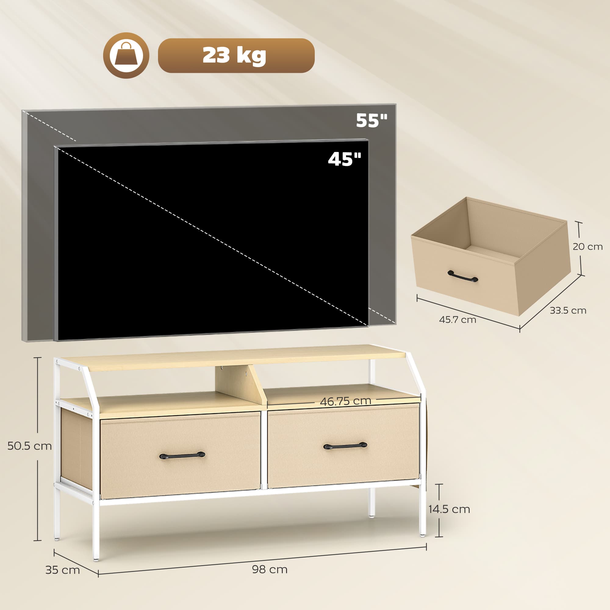 A practical TV stand with drawers, shelves and side pockets - image 2