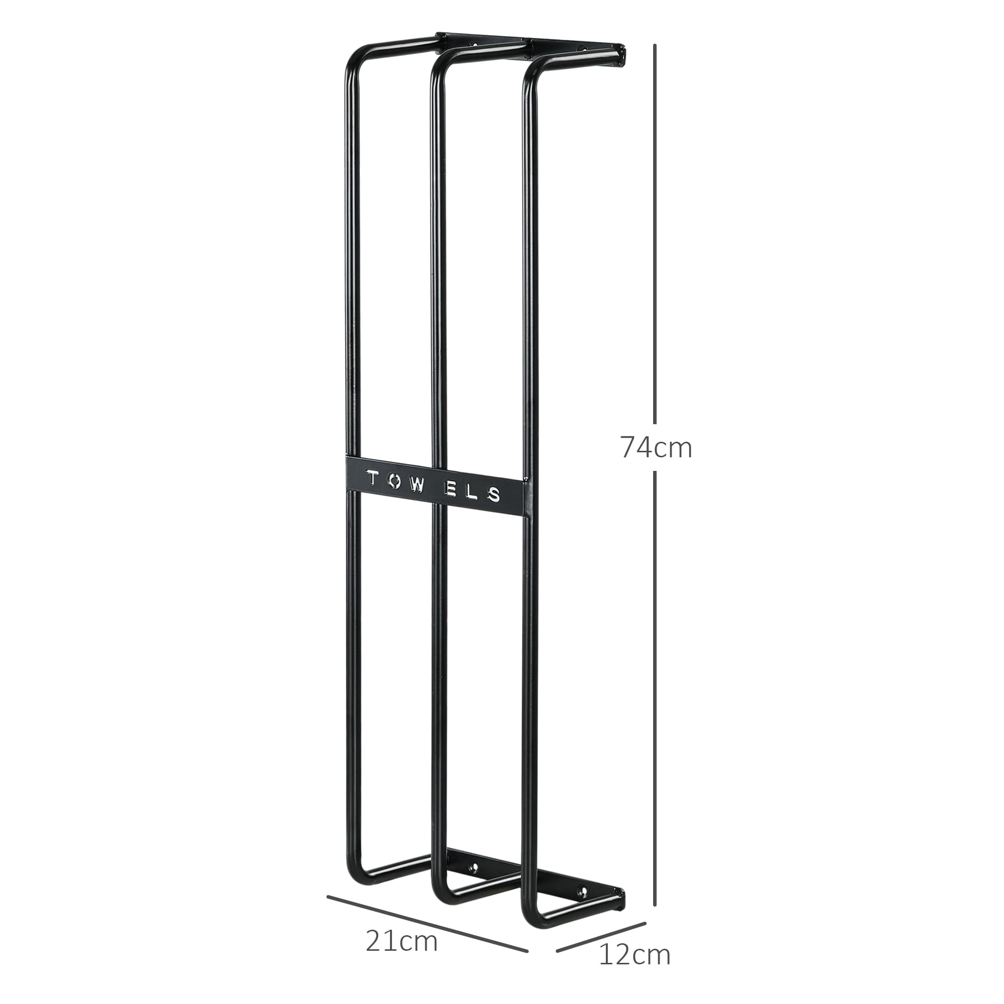 Wall-Mounted Black Metal Rack That Holds Six Full-Size Towels - image 1