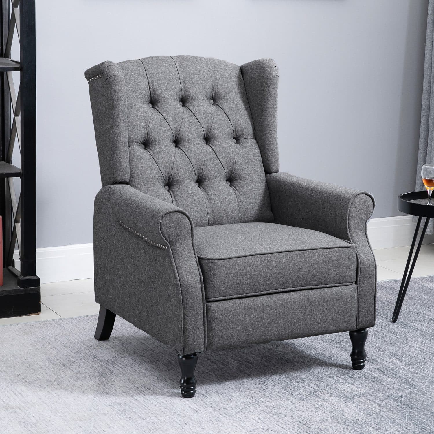 Relax in Style: Vintage Grey Tufted Recliner Armchair - image 2