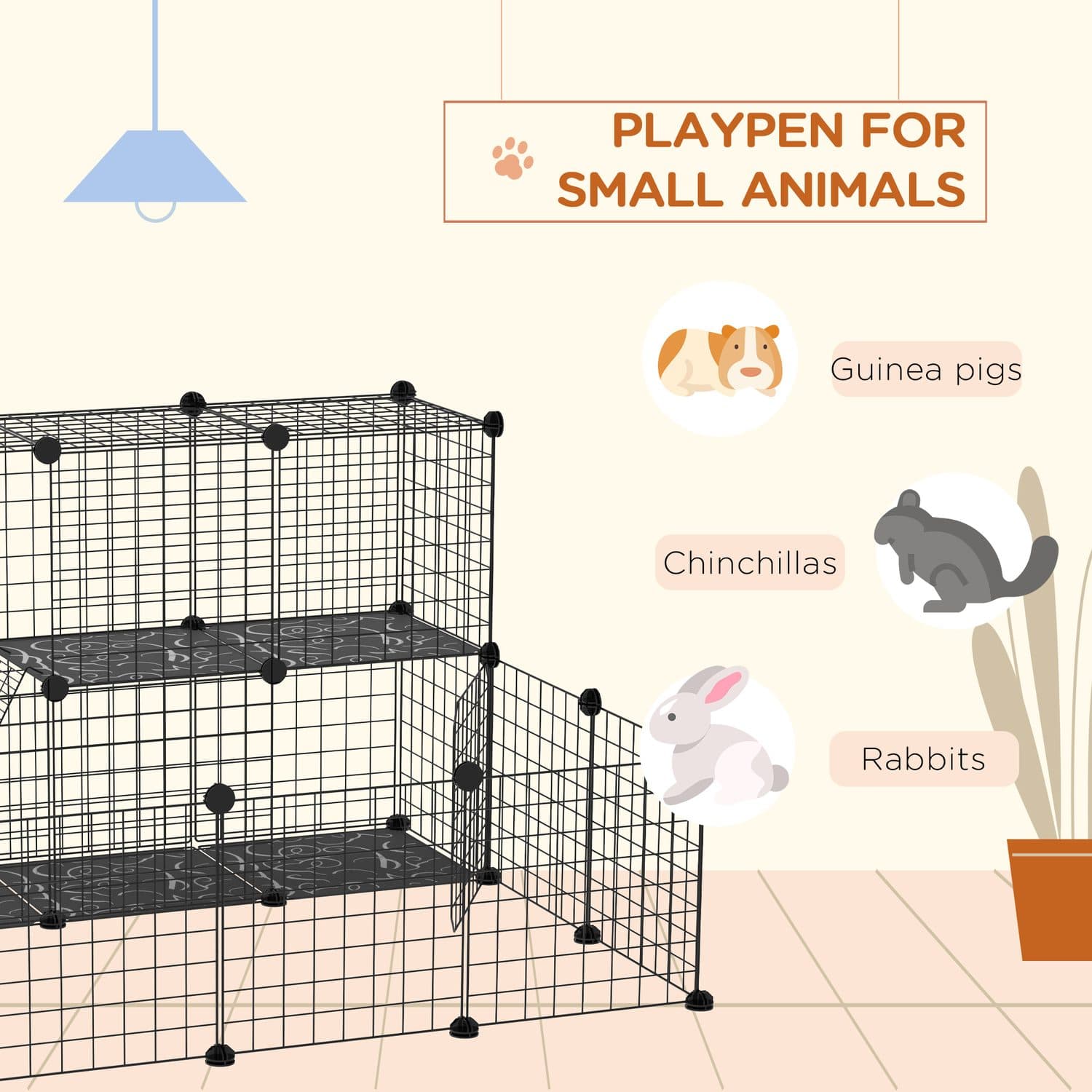 PawHut Customisable Pet Playpen for Guinea Pigs and Chinchillas - image 4