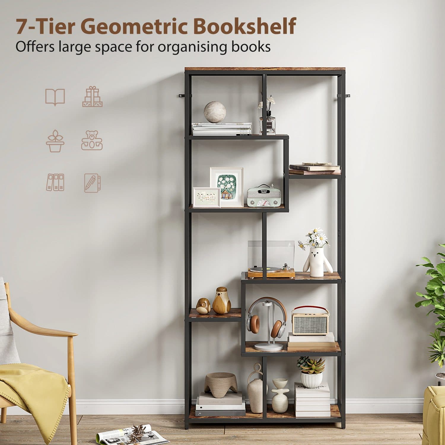 7-Tier Geometric Bookcase - image 3