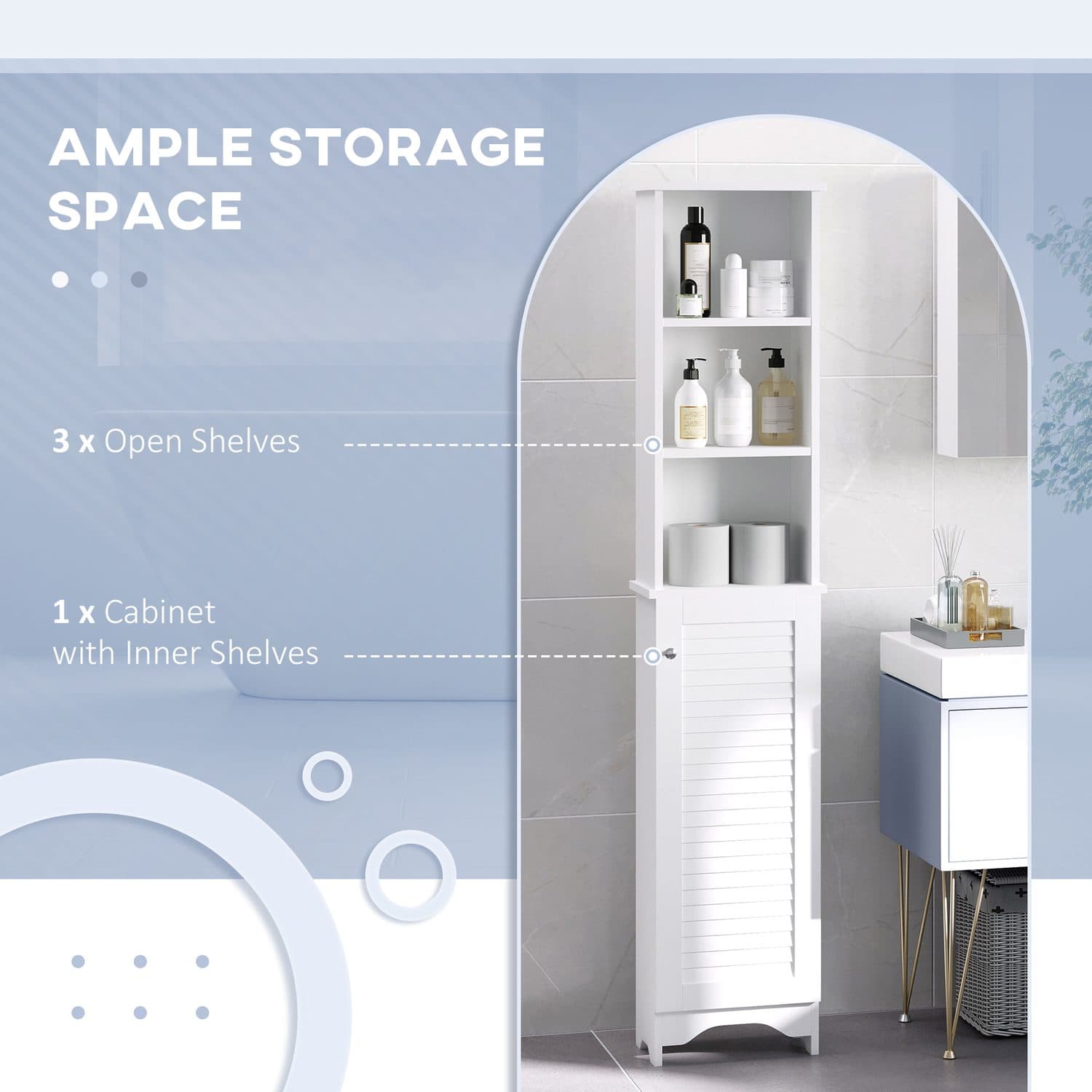 Tall Slimline White Bathroom Cabinet for Effortless Storage - image 2