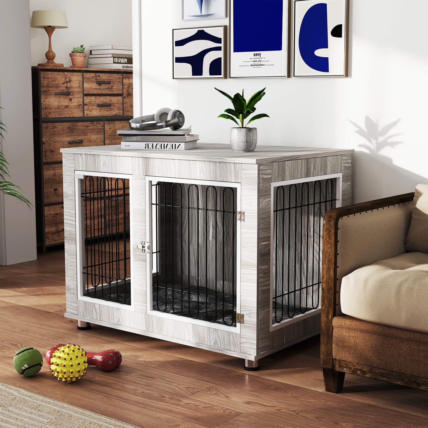 PawHut Indoor Dog Kennel for Large Dogs, 106 x 74 x 81.5cm - image 3