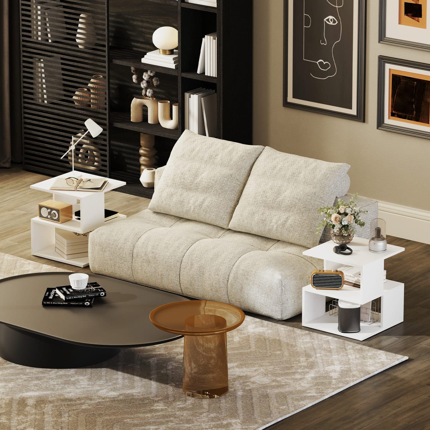 Modern 2-Tier White Side Tables - image 5