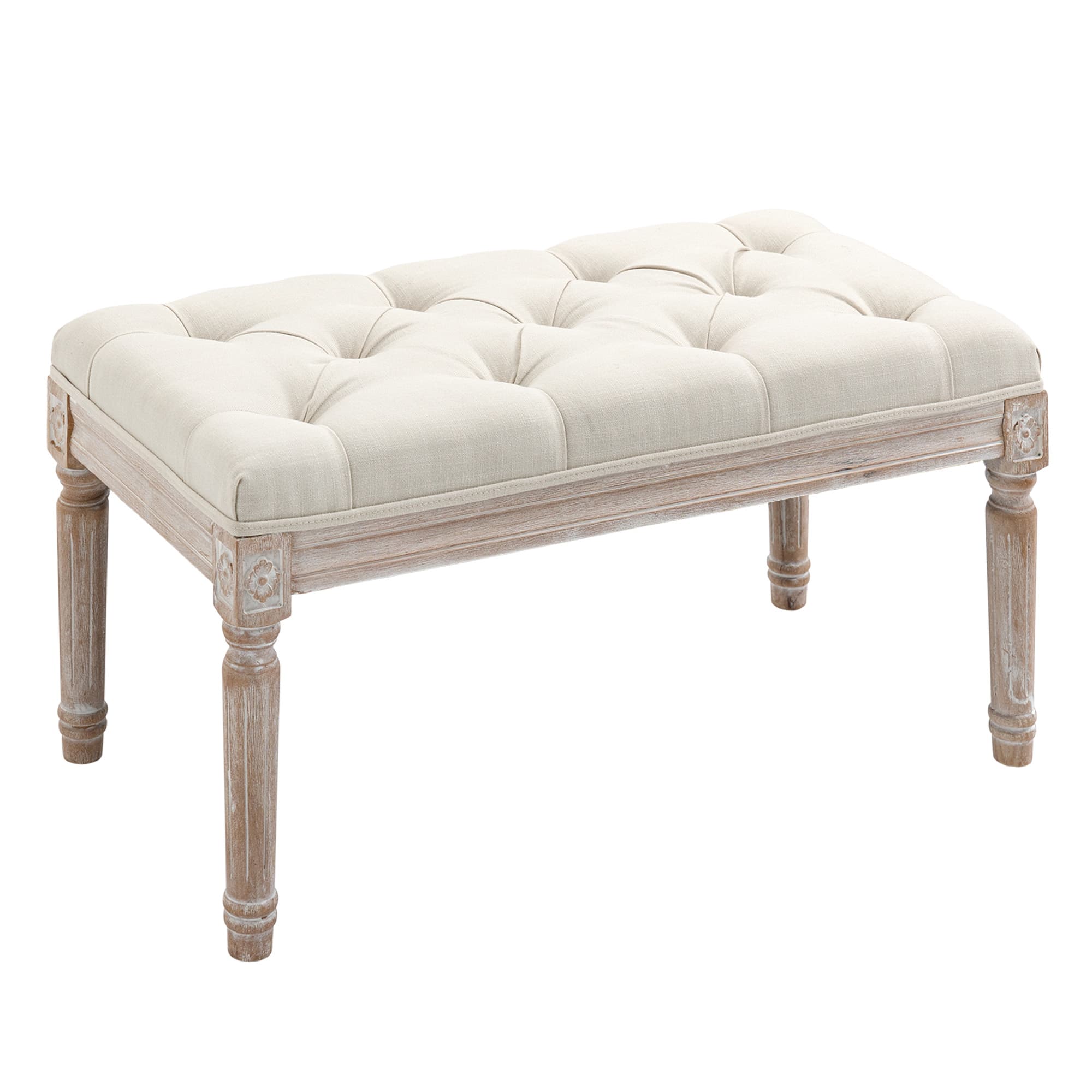 Cream Tufted Bedroom Bench