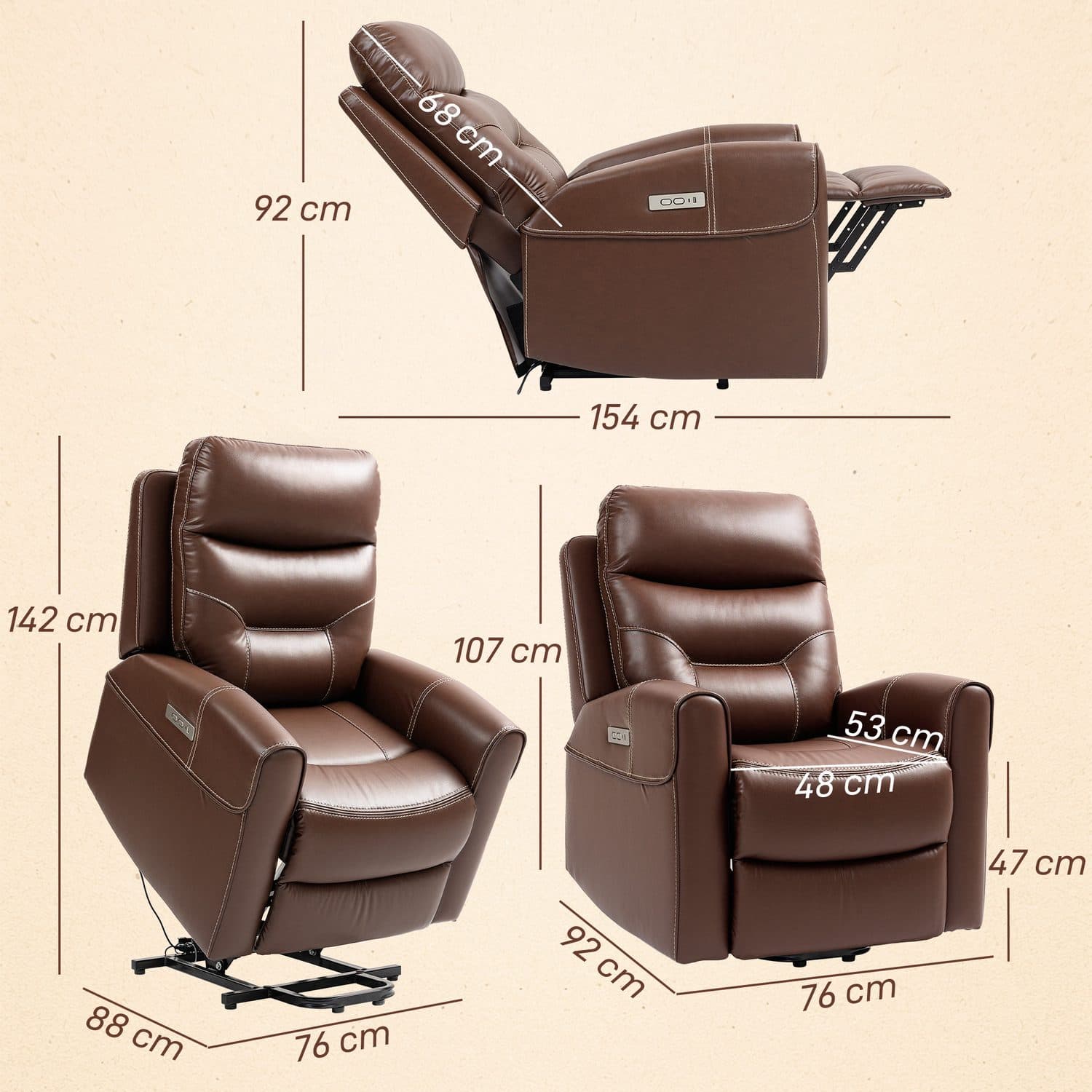 Brown Power Lift Recliner - image 3