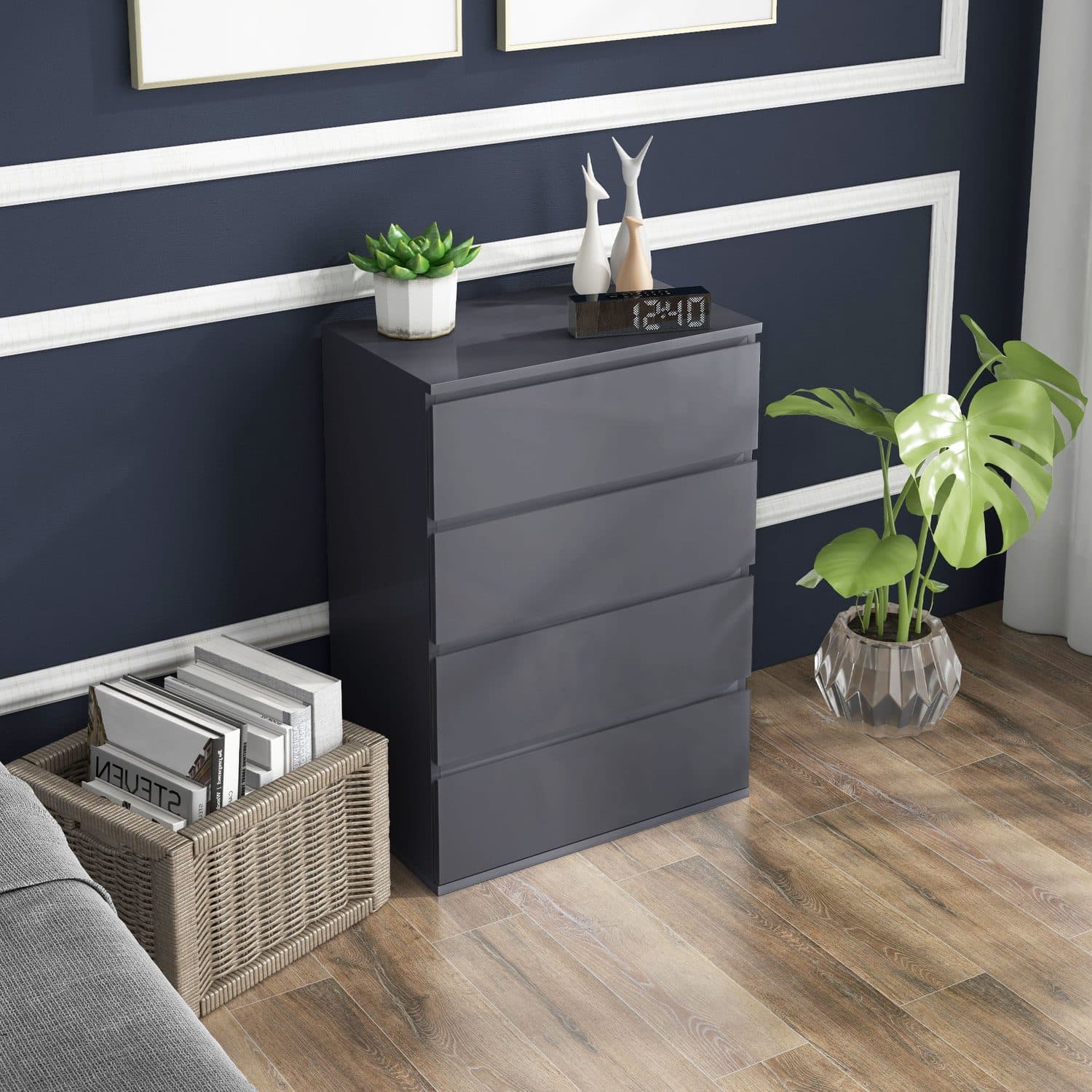 Sleek Grey 4-Drawer Chest - image 1