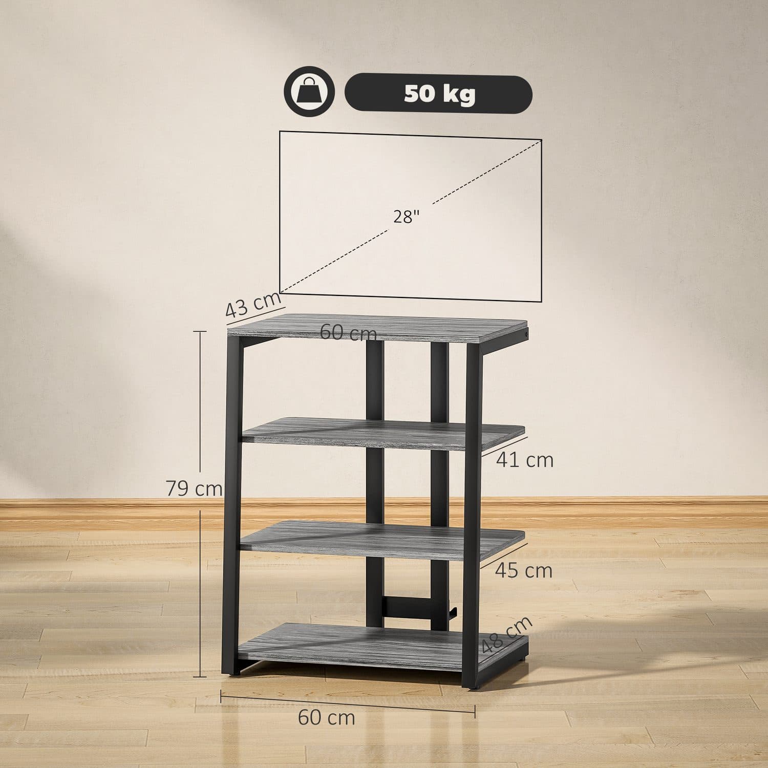 Keep your HiFi kit tidy with this 4-shelf media stand - image 3
