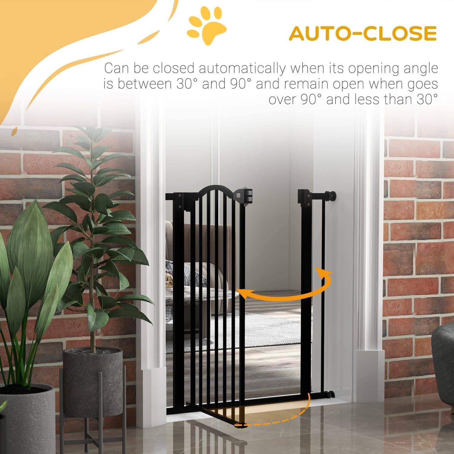 Adjustable Black Metal Pet Safety Gate with Walk-Through Door - image 4