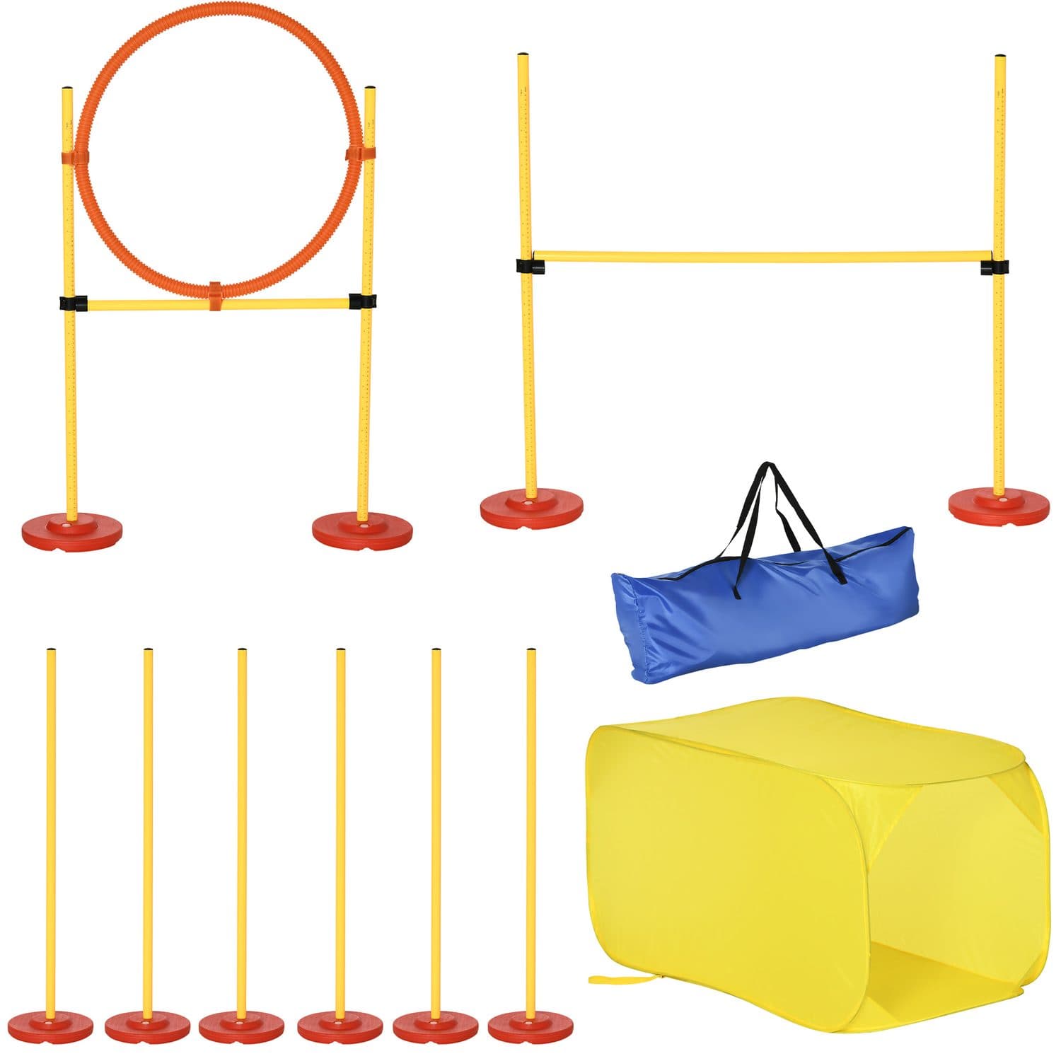 5-Piece Dog Agility Obstacle Set with Carry Bag