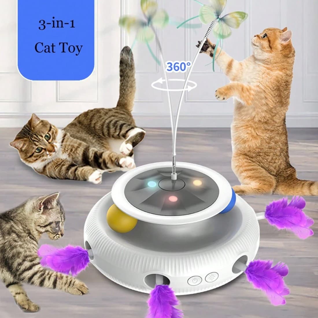 Rechargeable Interactive Cat Toy with 360° Rotating Feather - image 7