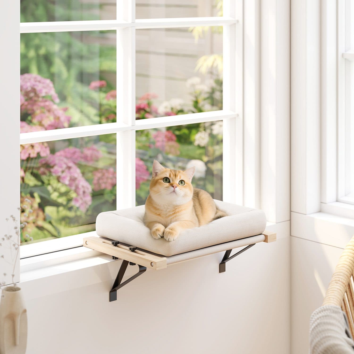 PawHut Cat Radiator Hammock, Cream White - image 3